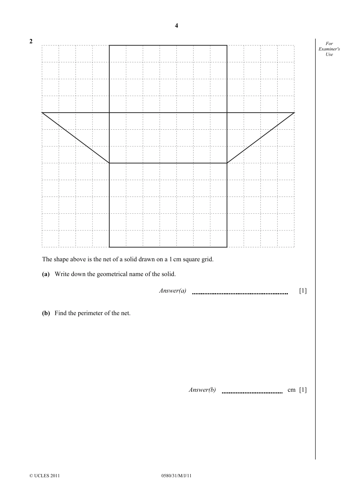 Cambridge IGCSE Mathematics 0580 2011 May/June Paper 3 · Variant 1 question paper, page 4 of 16