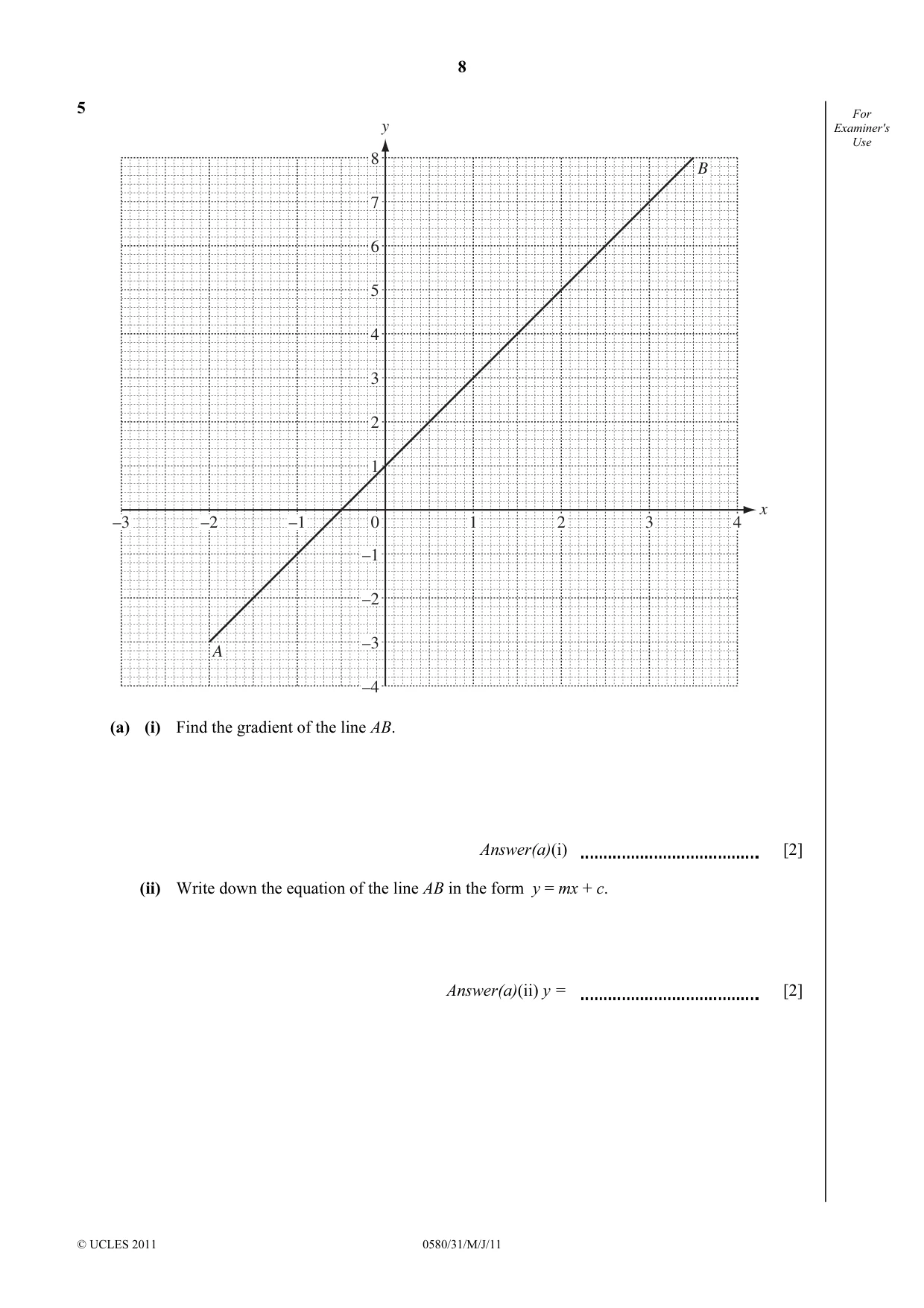 Cambridge IGCSE Mathematics 0580 2011 May/June Paper 3 · Variant 1 question paper, page 8 of 16