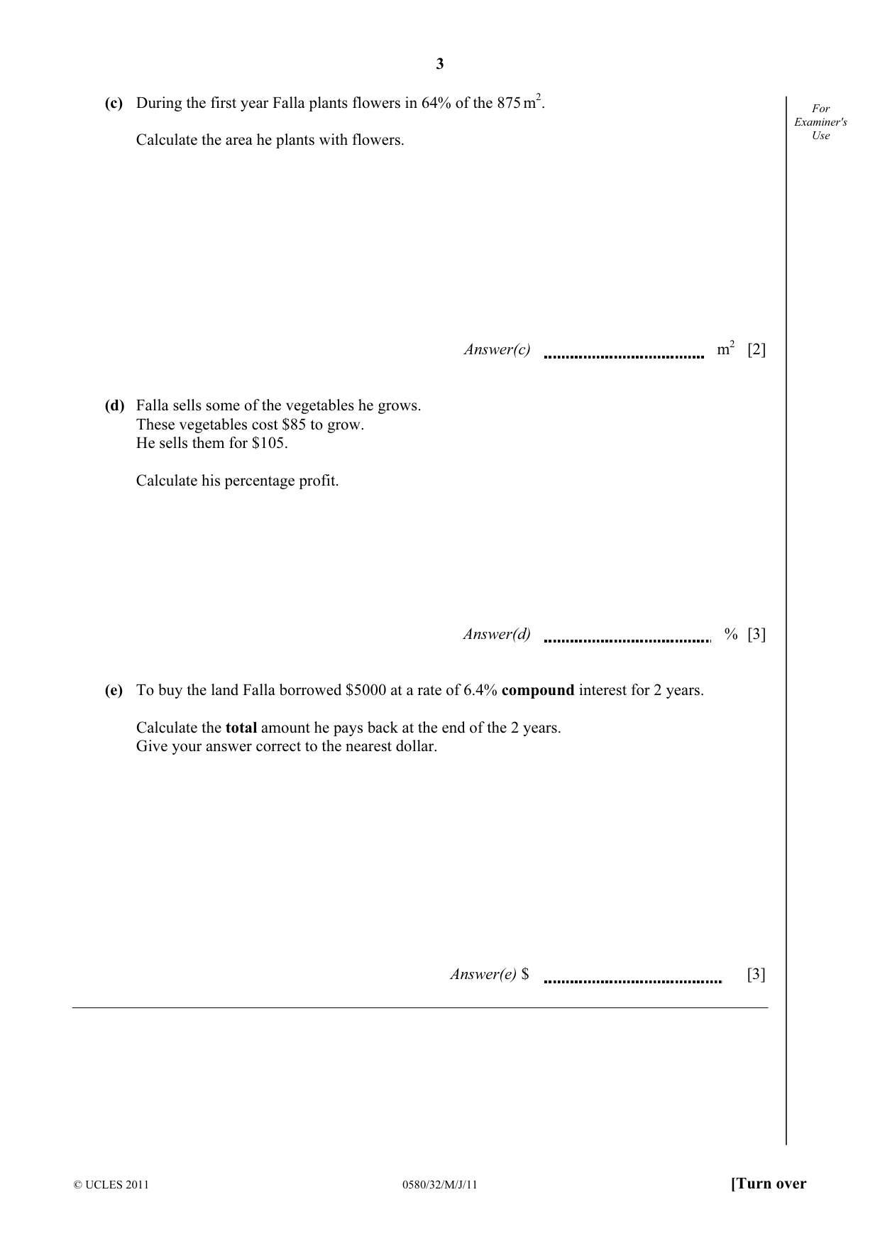Cambridge IGCSE Mathematics 0580 2011 May/June Paper 3 · Variant 2 question paper, page 3 of 16