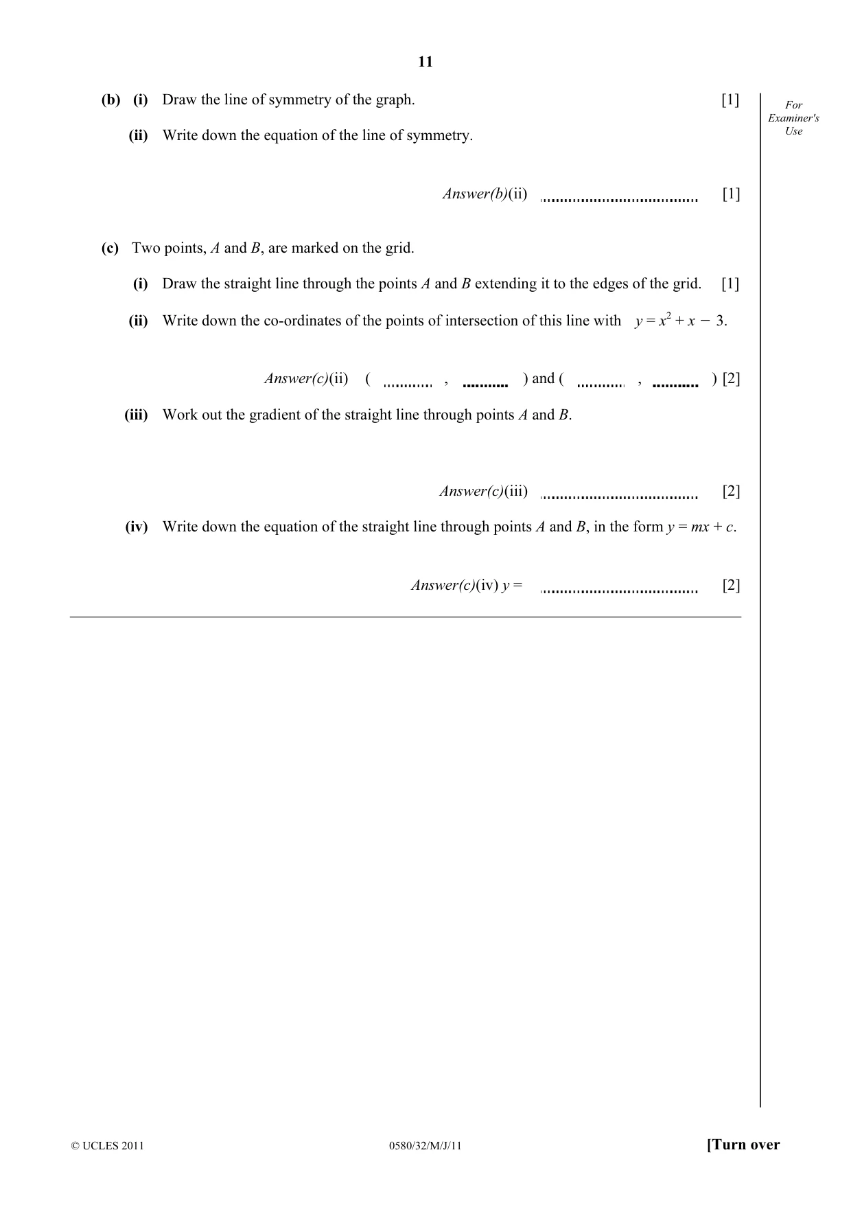 Cambridge IGCSE Mathematics 0580 2011 May/June Paper 3 · Variant 2 question paper, page 11 of 16