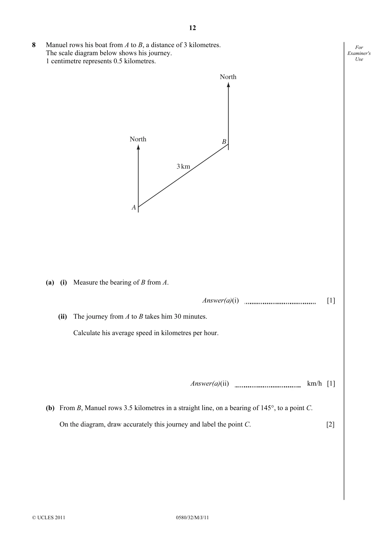 Cambridge IGCSE Mathematics 0580 2011 May/June Paper 3 · Variant 2 question paper, page 12 of 16