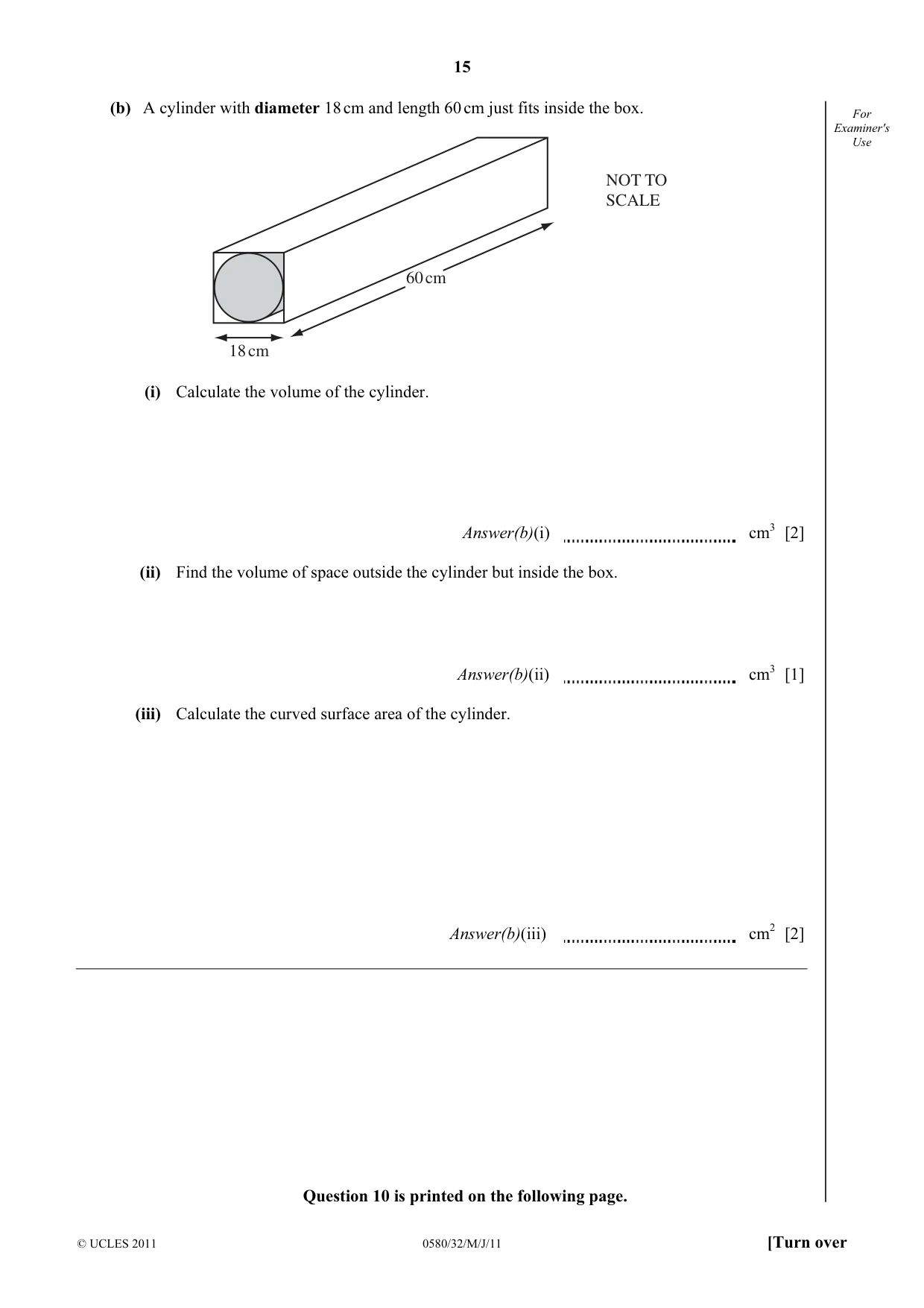 Cambridge IGCSE Mathematics 0580 2011 May/June Paper 3 · Variant 2 question paper, page 15 of 16