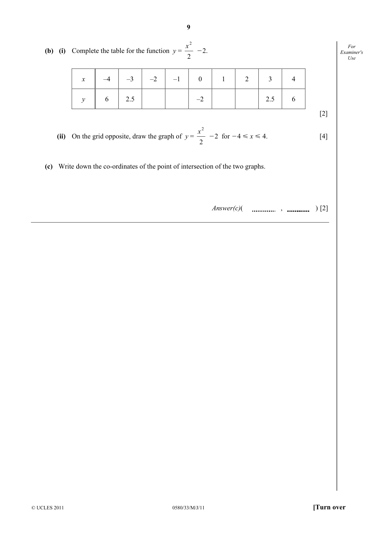 Cambridge IGCSE Mathematics 0580 2011 May/June Paper 3 · Variant 3 question paper, page 9 of 16