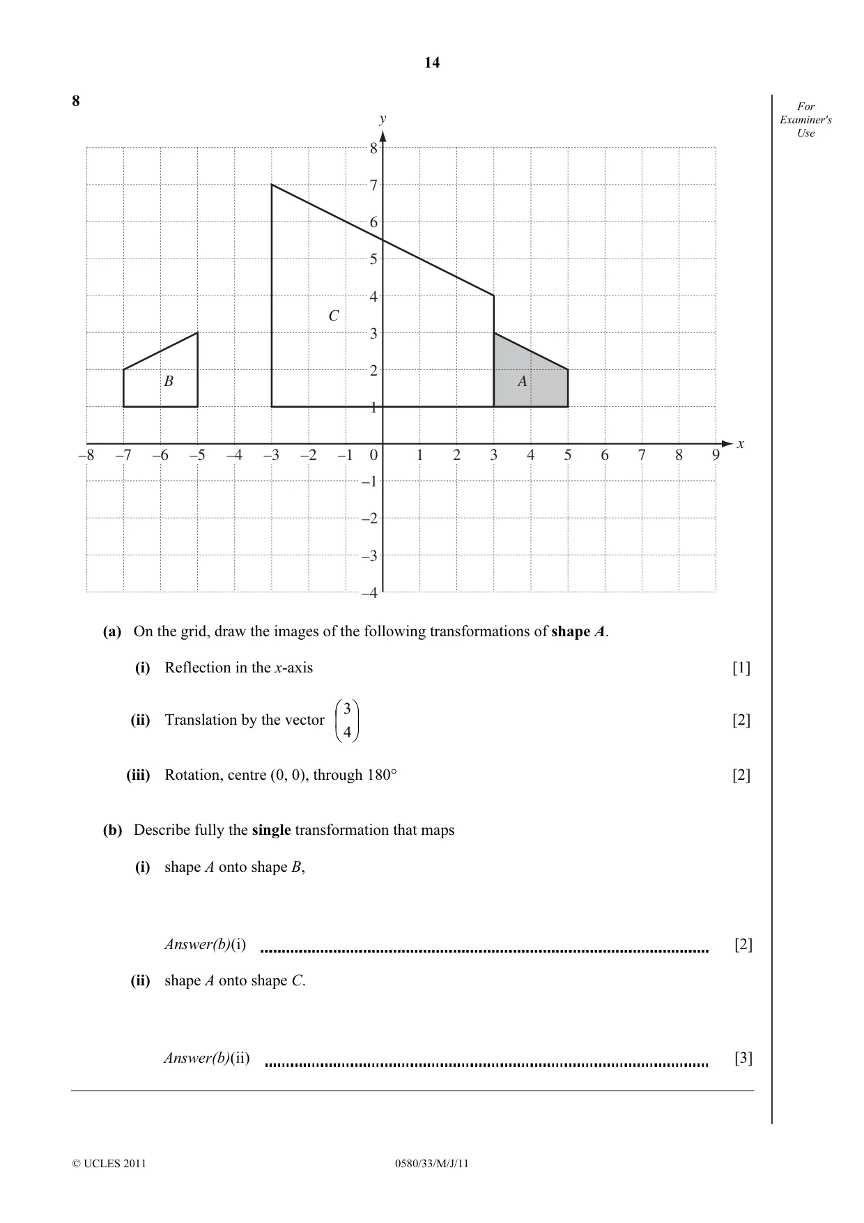 Cambridge IGCSE Mathematics 0580 2011 May/June Paper 3 · Variant 3 question paper, page 14 of 16