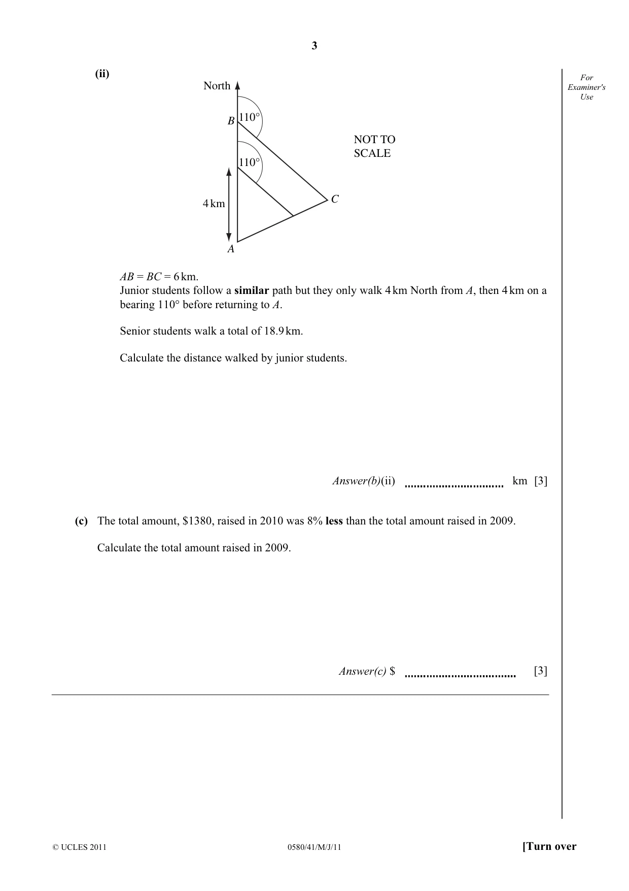 Cambridge IGCSE Mathematics 0580 2011 May/June Paper 4 · Variant 1 question paper, page 3 of 16