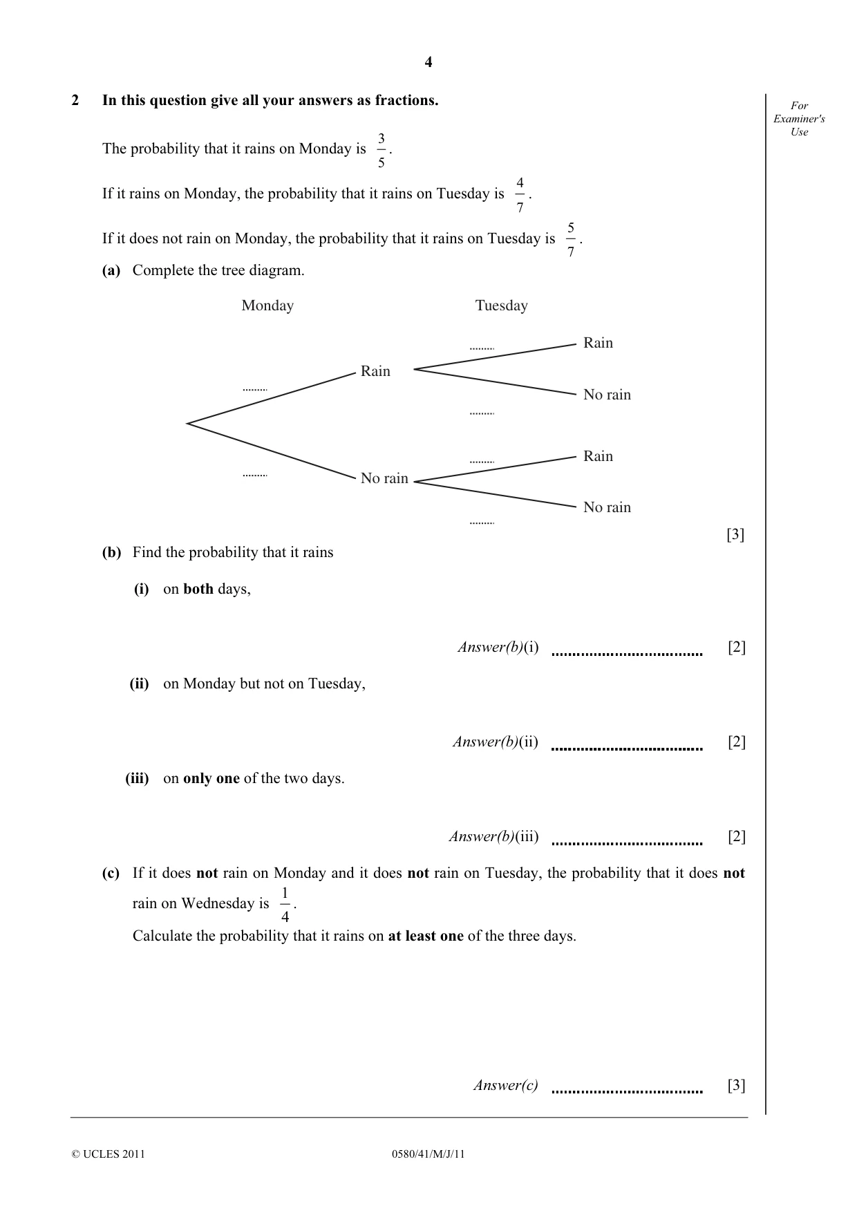 Cambridge IGCSE Mathematics 0580 2011 May/June Paper 4 · Variant 1 question paper, page 4 of 16