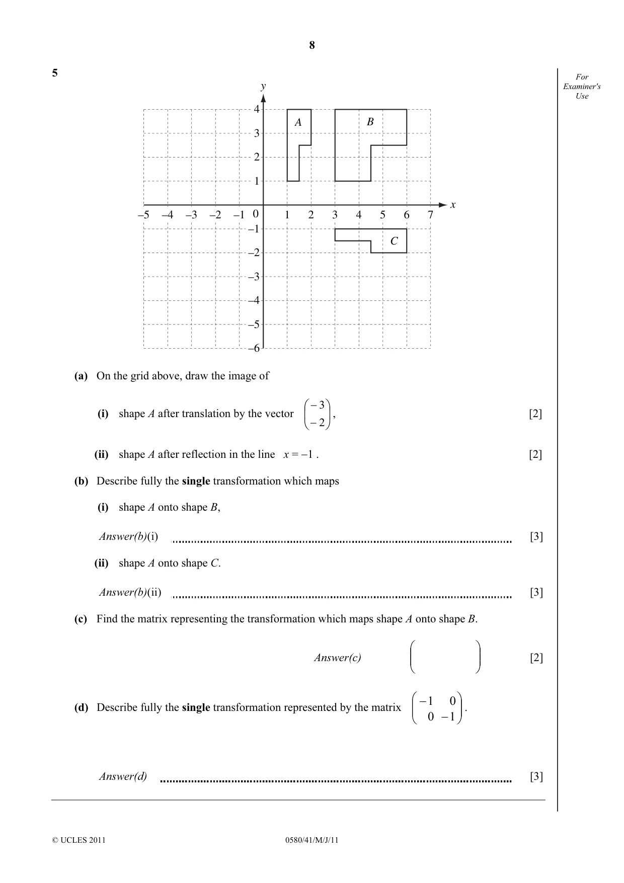 Cambridge IGCSE Mathematics 0580 2011 May/June Paper 4 · Variant 1 question paper, page 8 of 16