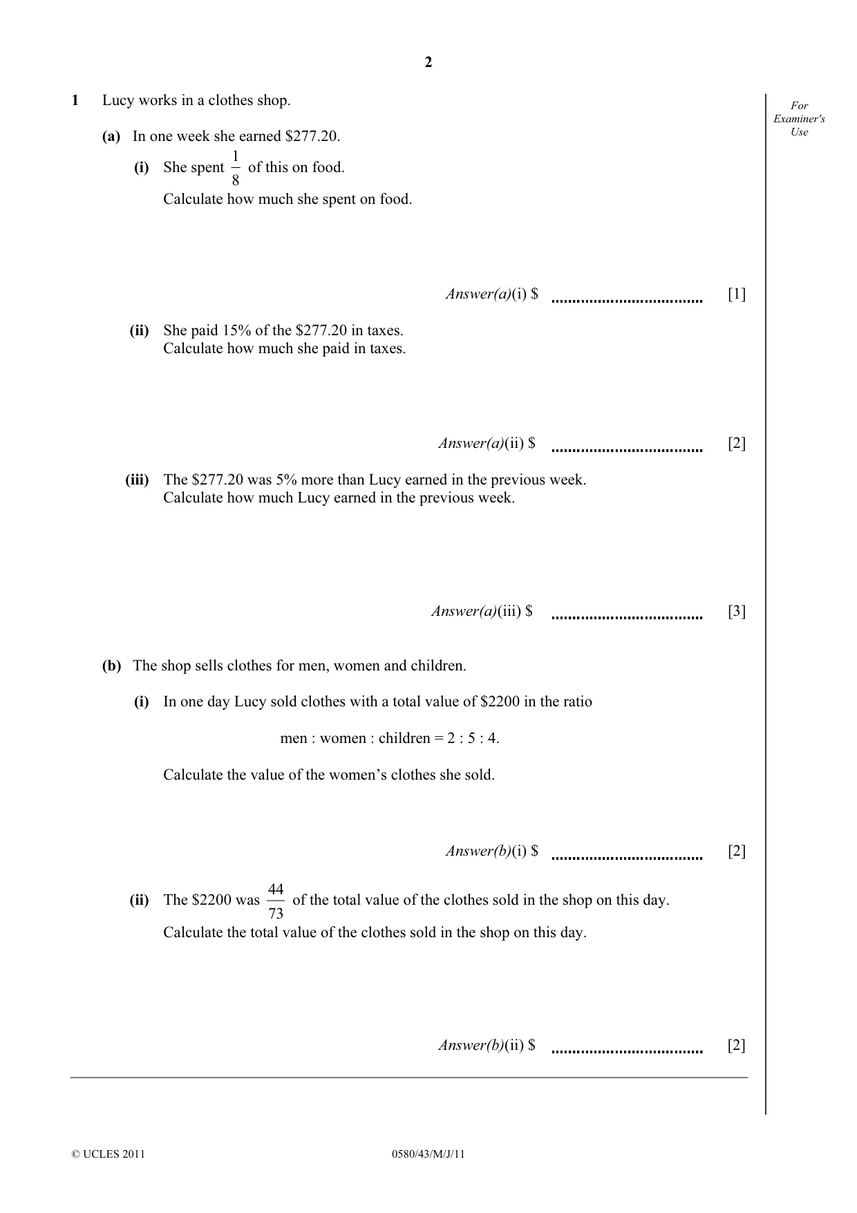 Cambridge IGCSE Mathematics 0580 2011 May/June Paper 4 · Variant 3 question paper, page 2 of 20