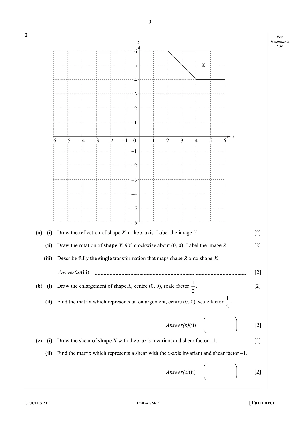 Cambridge IGCSE Mathematics 0580 2011 May/June Paper 4 · Variant 3 question paper, page 3 of 20