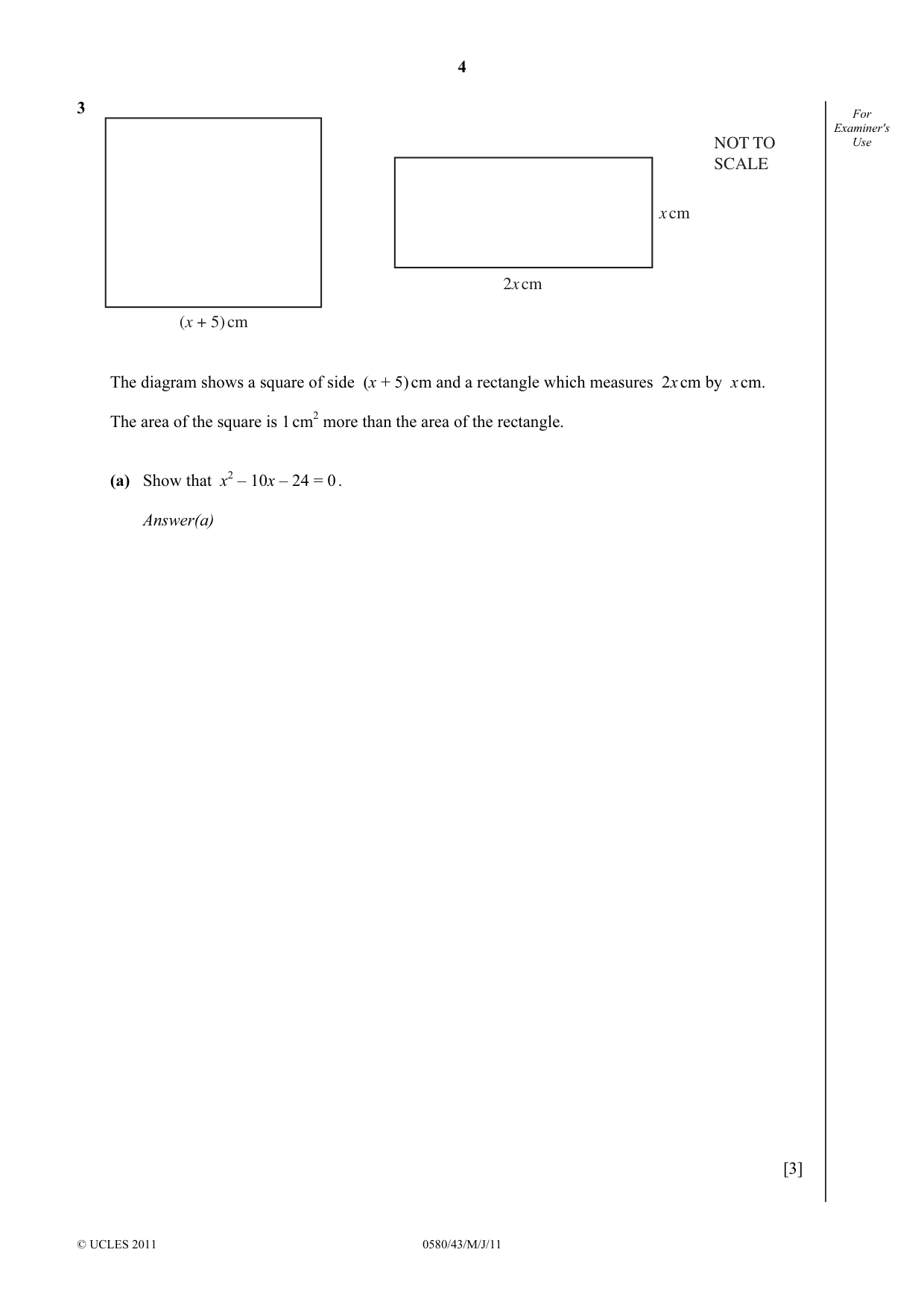 Cambridge IGCSE Mathematics 0580 2011 May/June Paper 4 · Variant 3 question paper, page 4 of 20