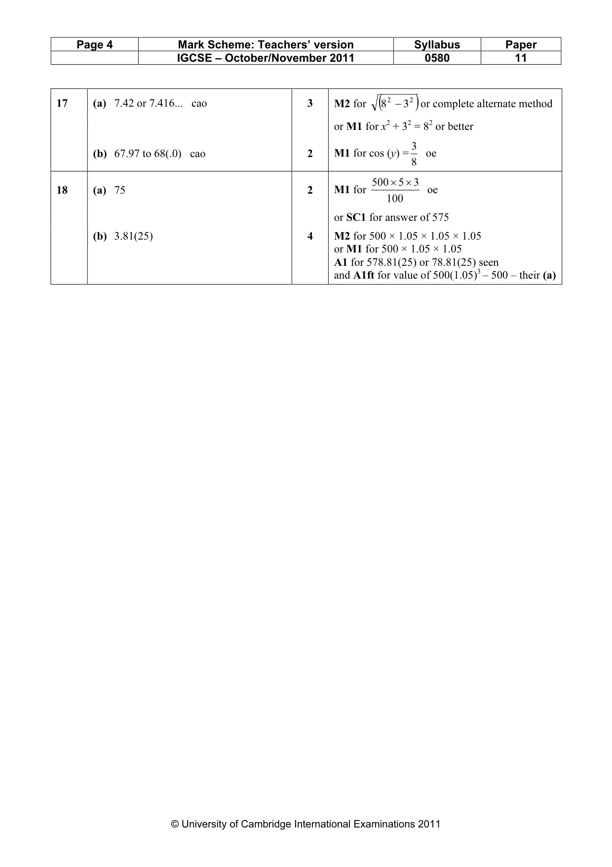 Mark scheme, page 4 of 4