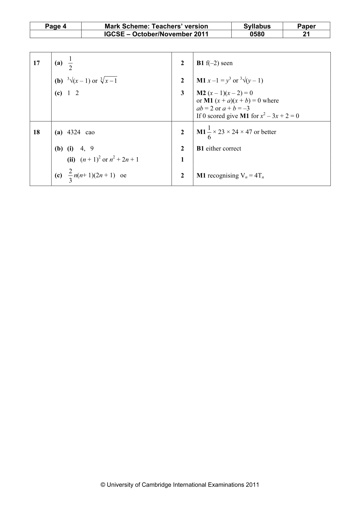 Mark scheme, page 4 of 4