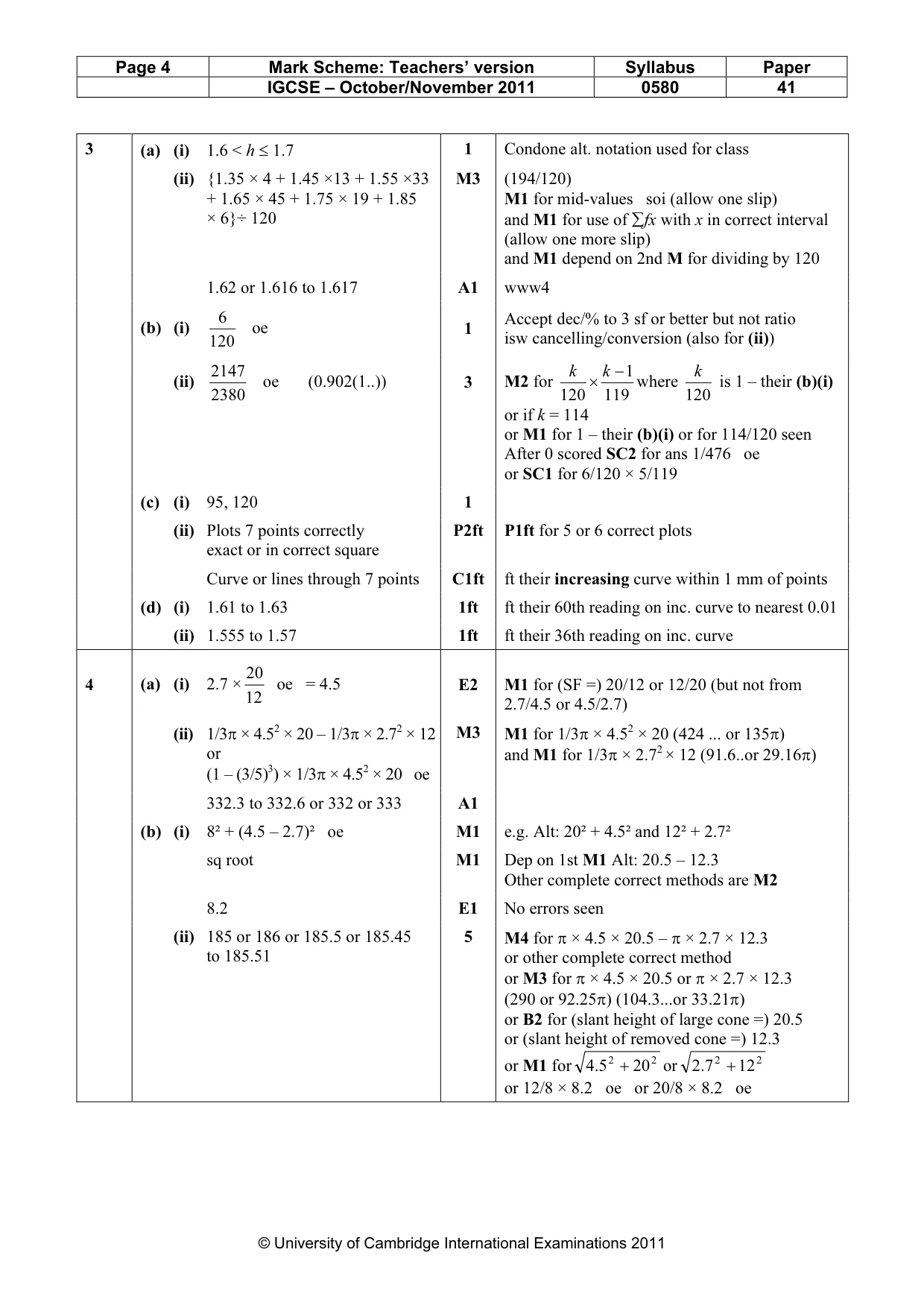 Mark scheme, page 4 of 7