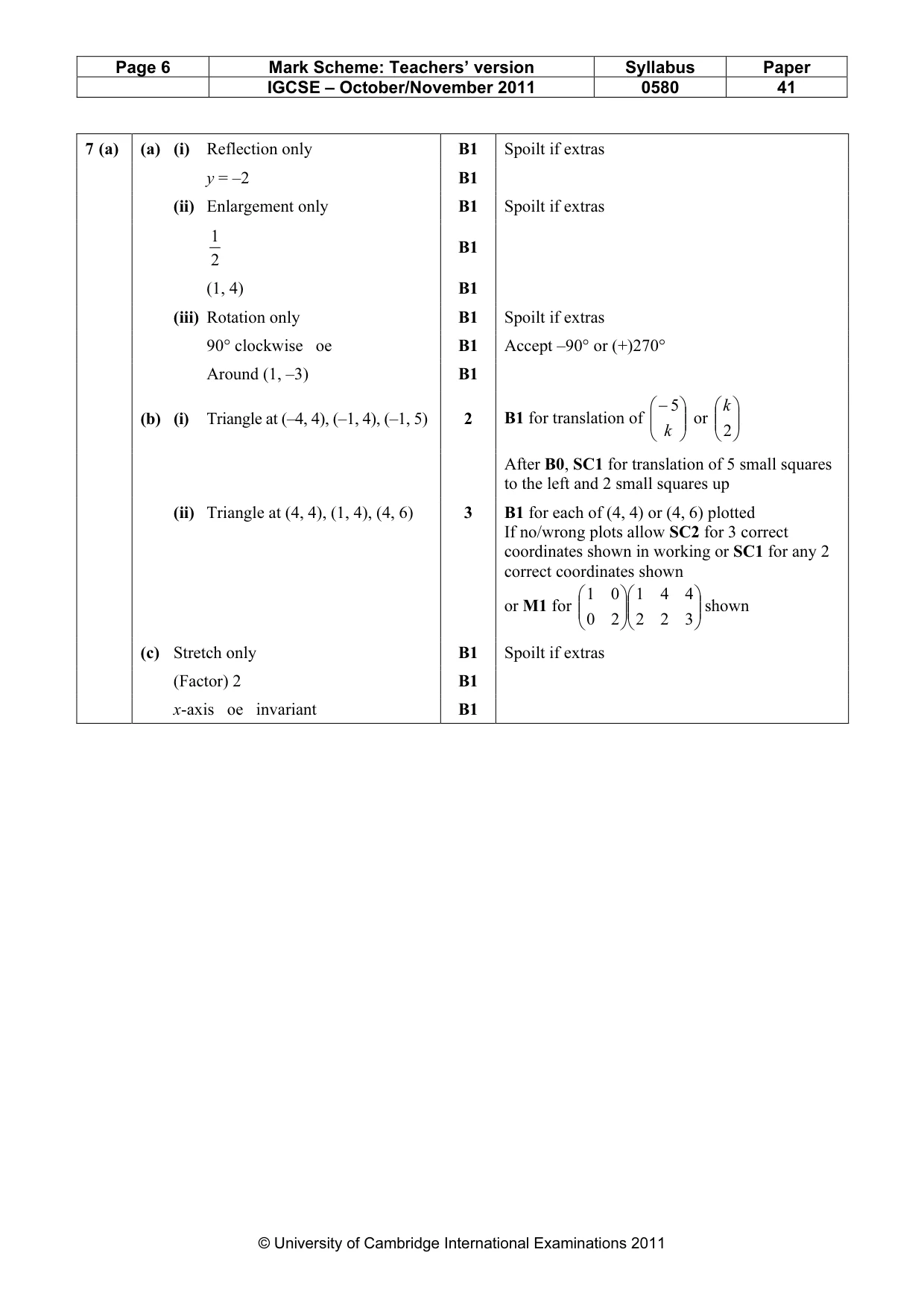 Mark scheme, page 6 of 7