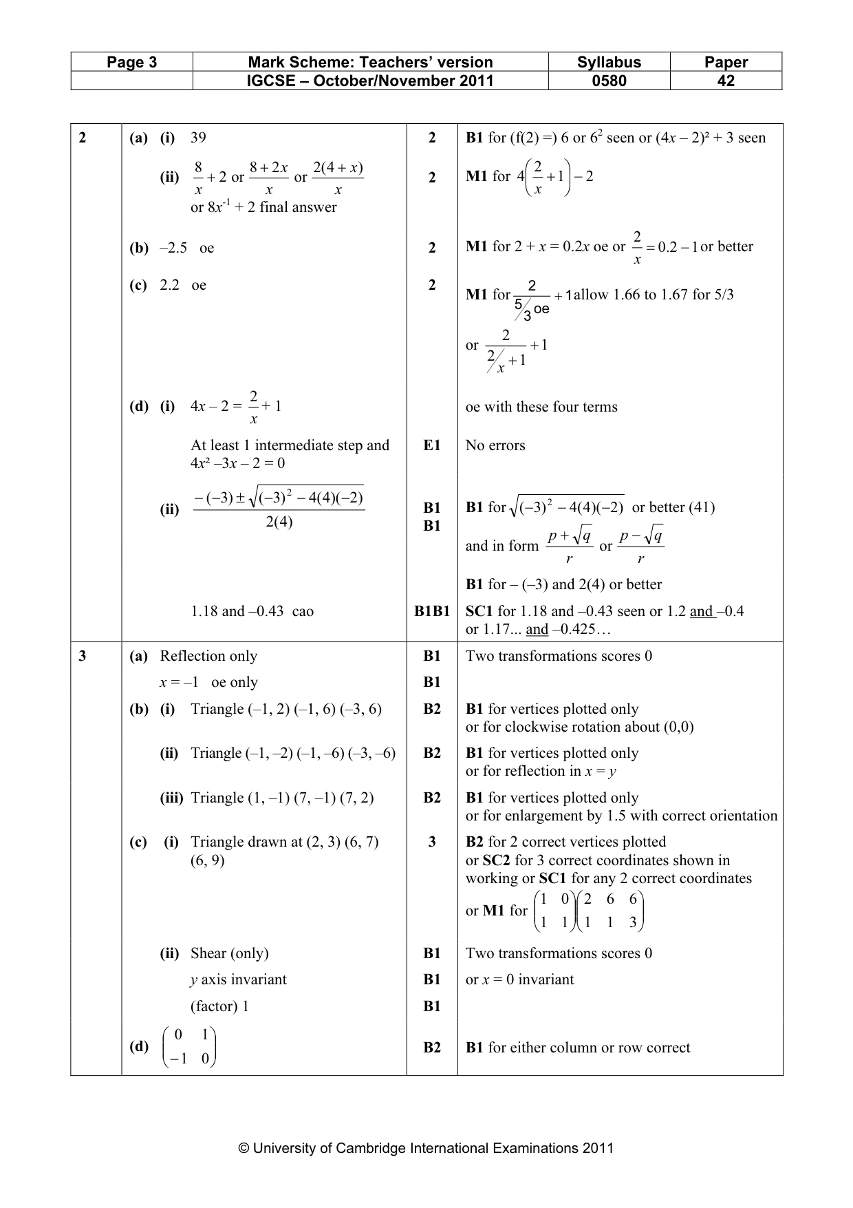 Mark scheme, page 3 of 7