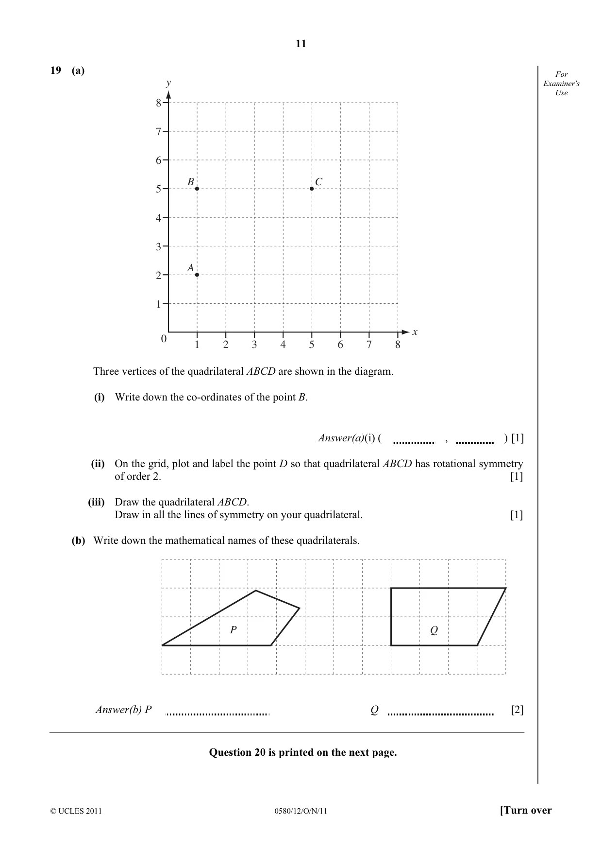 Cambridge IGCSE Mathematics 0580 2011 Oct/Nov Paper 1 · Variant 2 question paper, page 11 of 12