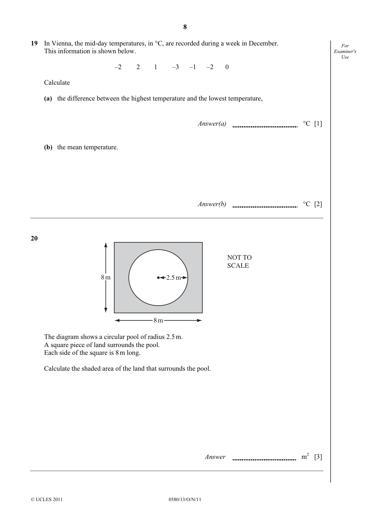Cambridge IGCSE Mathematics 0580 2011 Oct/Nov Paper 1 · Variant 3 question paper, page 8 of 12