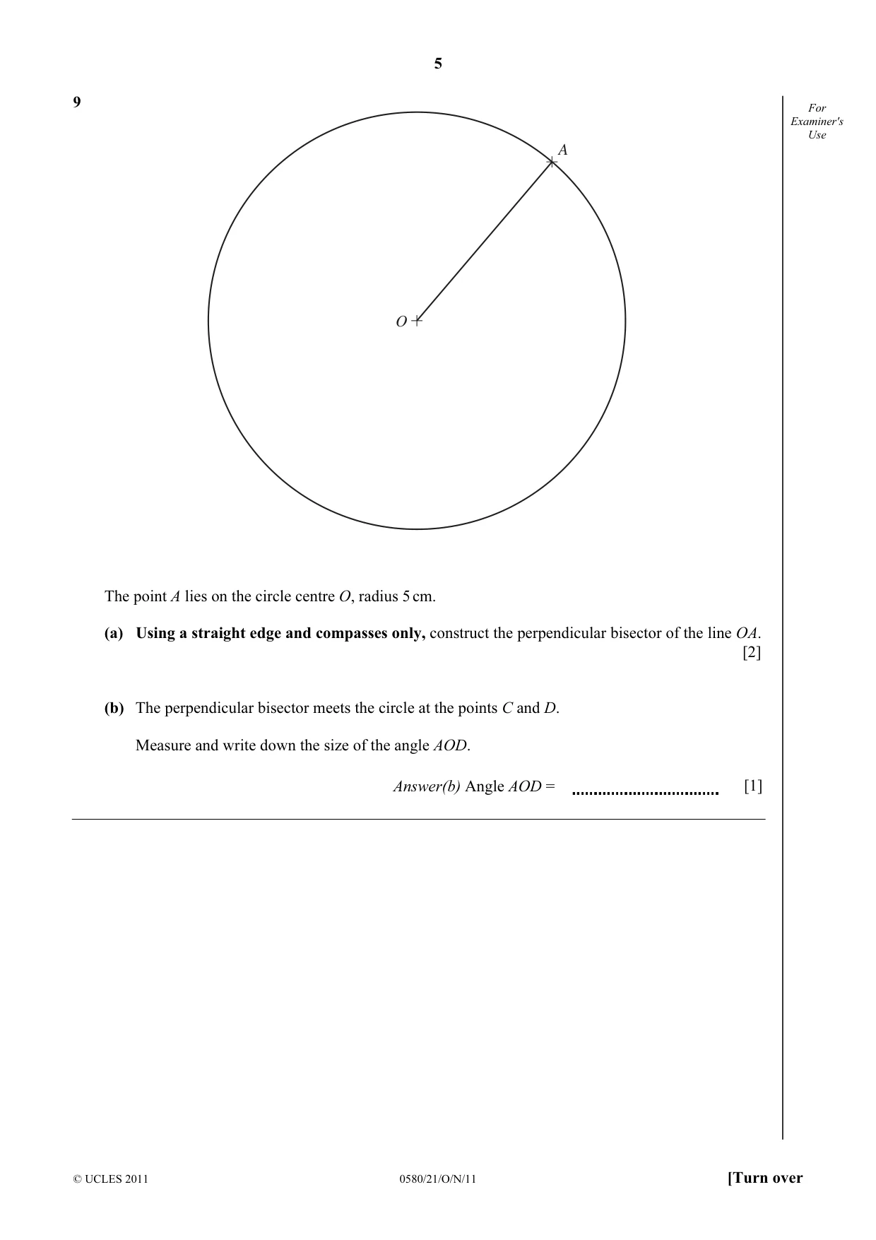 Cambridge IGCSE Mathematics 0580 2011 Oct/Nov Paper 2 · Variant 1 question paper, page 5 of 12