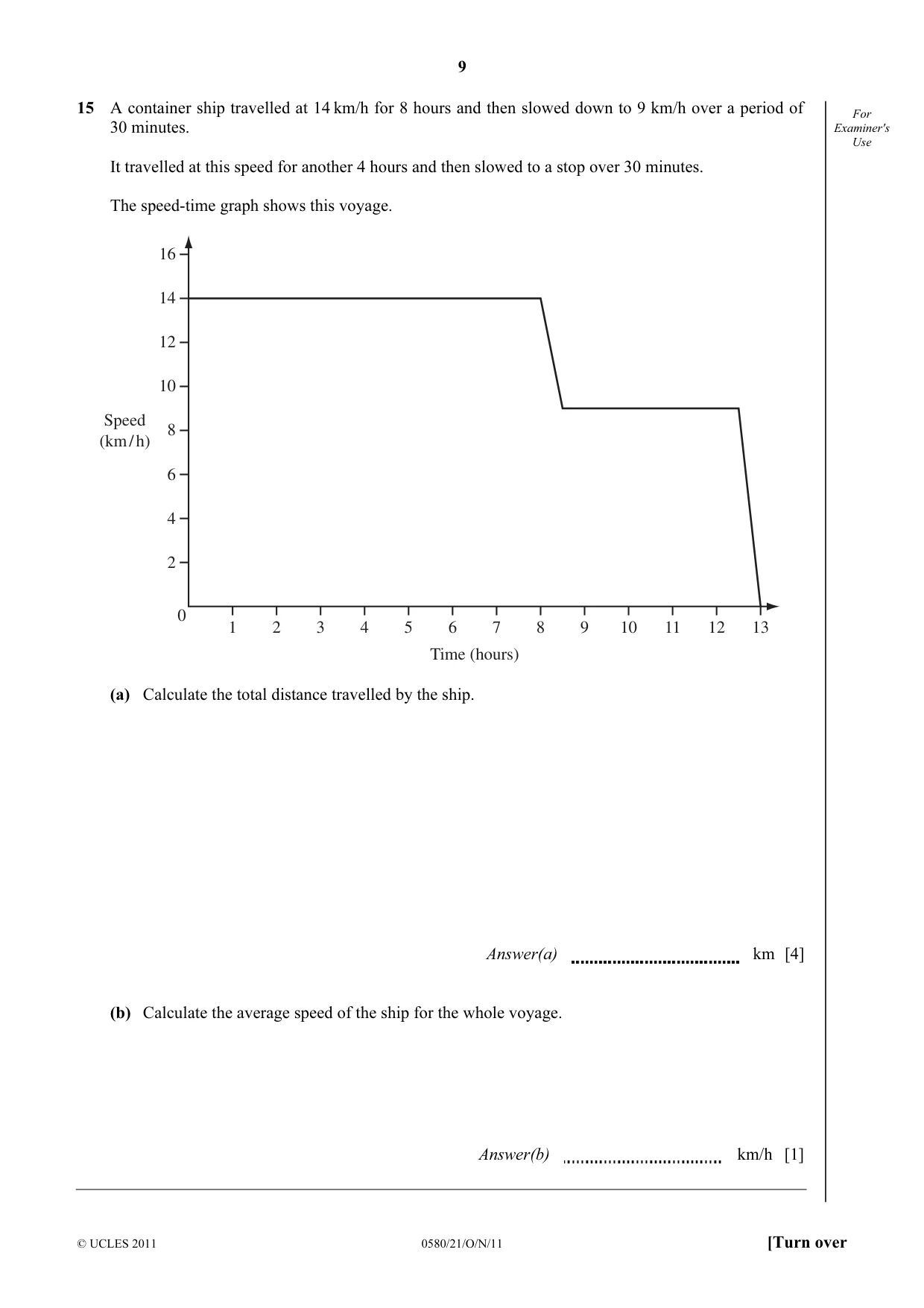 Cambridge IGCSE Mathematics 0580 2011 Oct/Nov Paper 2 · Variant 1 question paper, page 9 of 12