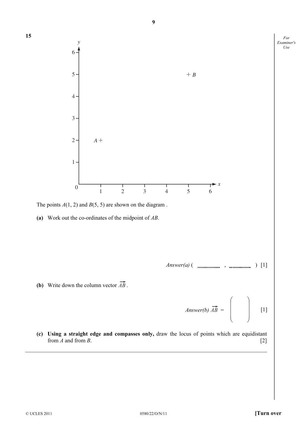 Cambridge IGCSE Mathematics 0580 2011 Oct/Nov Paper 2 · Variant 2 question paper, page 9 of 12