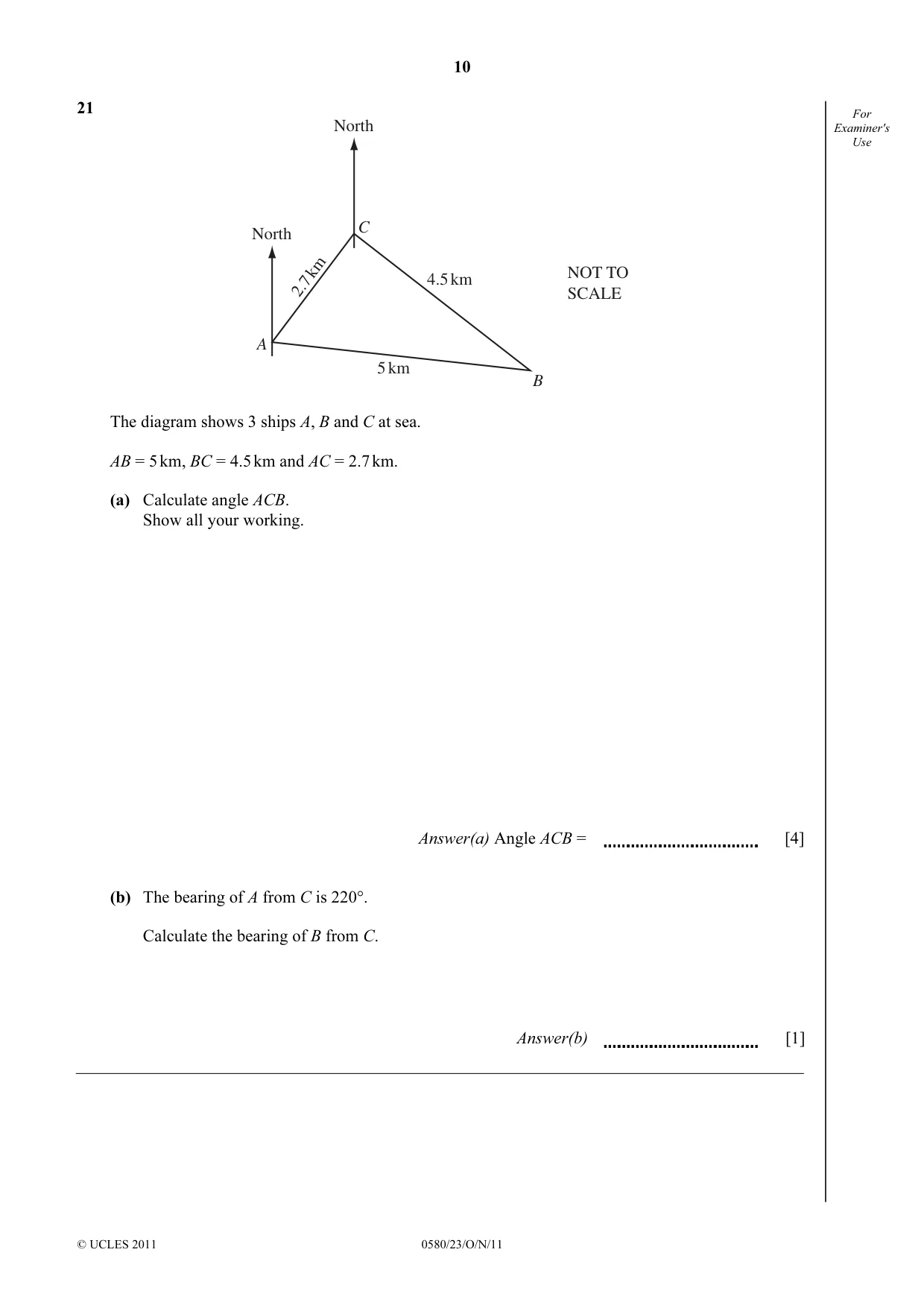 Cambridge IGCSE Mathematics 0580 2011 Oct/Nov Paper 2 · Variant 3 question paper, page 10 of 12