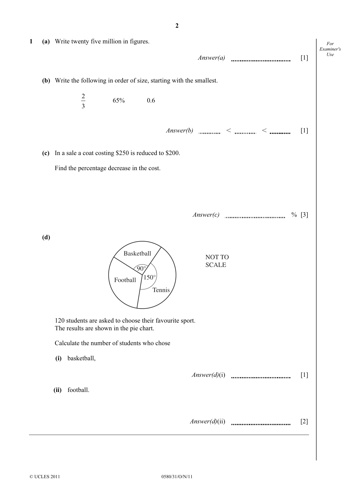 Cambridge IGCSE Mathematics 0580 2011 Oct/Nov Paper 3 · Variant 1 question paper, page 2 of 16