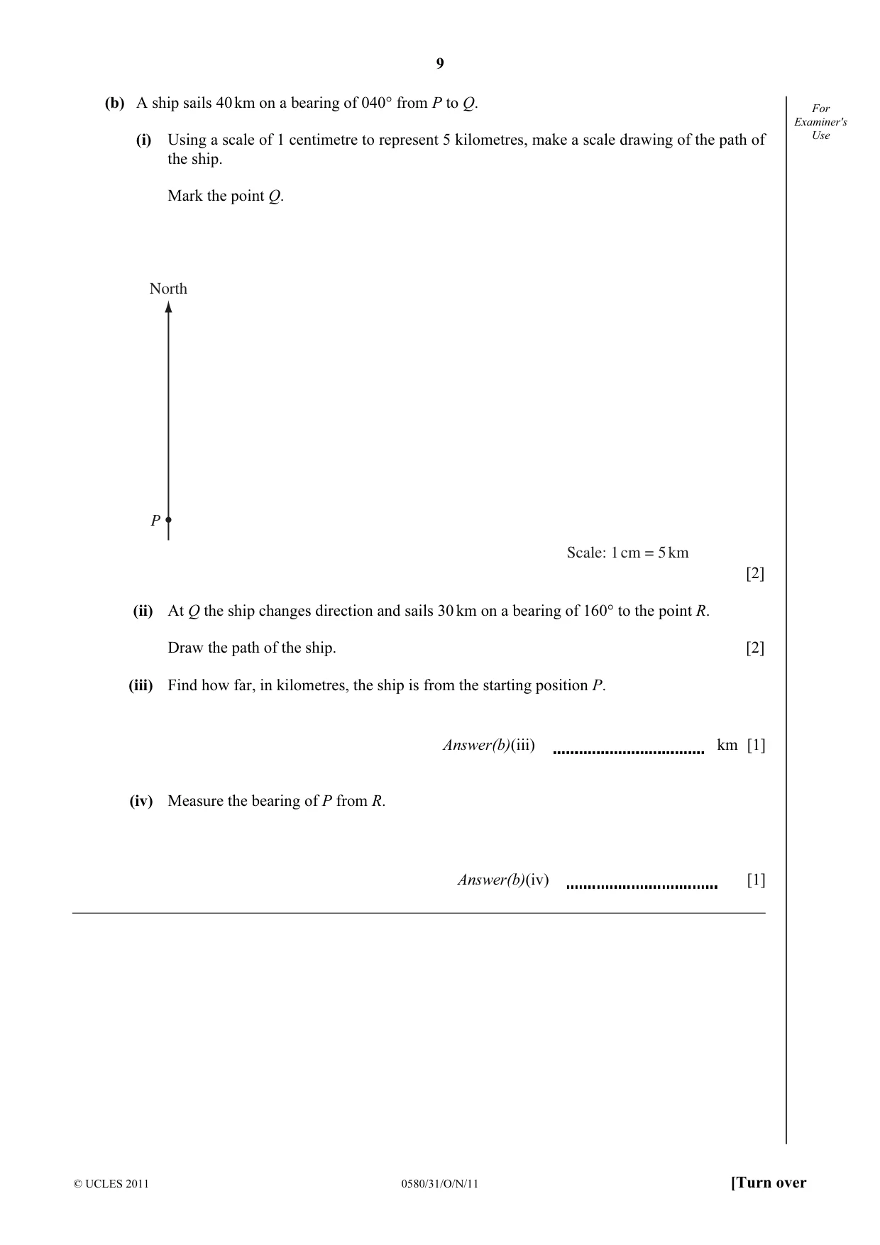 Cambridge IGCSE Mathematics 0580 2011 Oct/Nov Paper 3 · Variant 1 question paper, page 9 of 16
