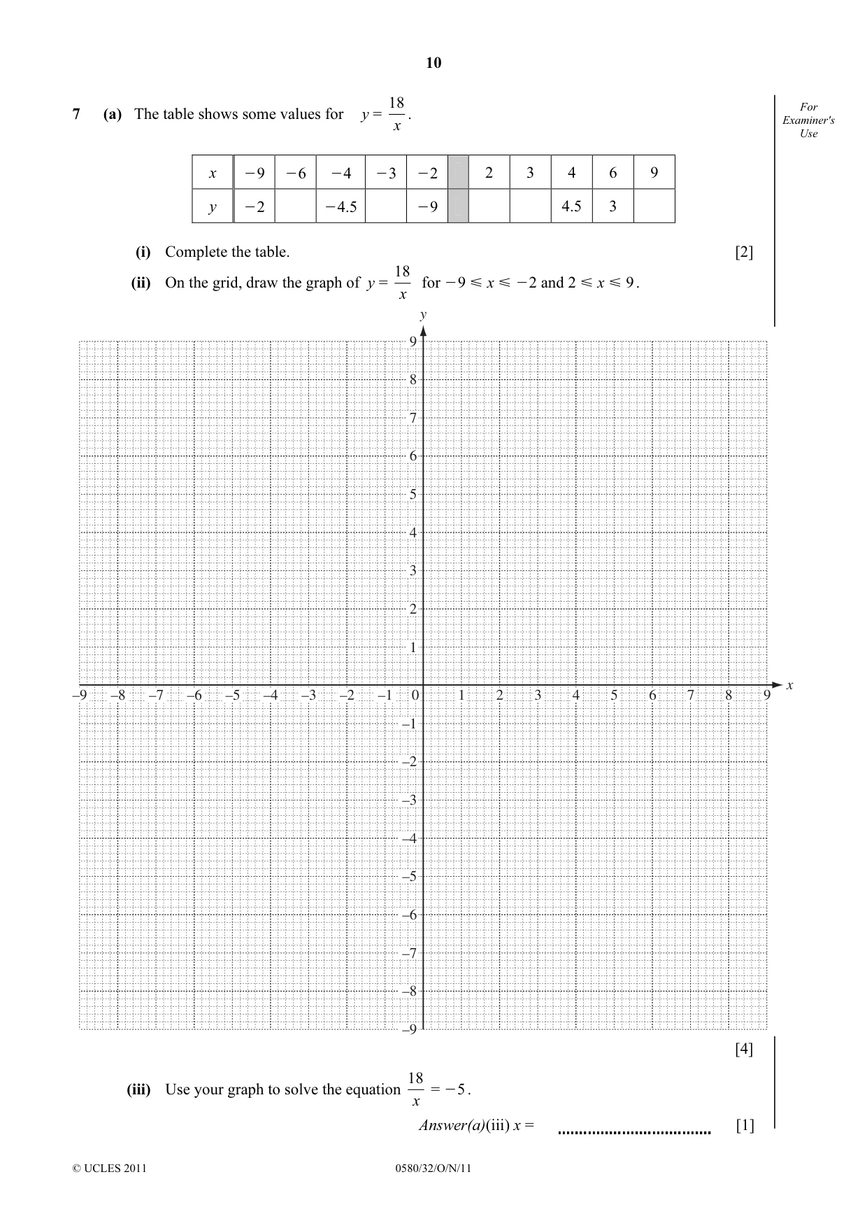 Cambridge IGCSE Mathematics 0580 2011 Oct/Nov Paper 3 · Variant 2 question paper, page 10 of 16