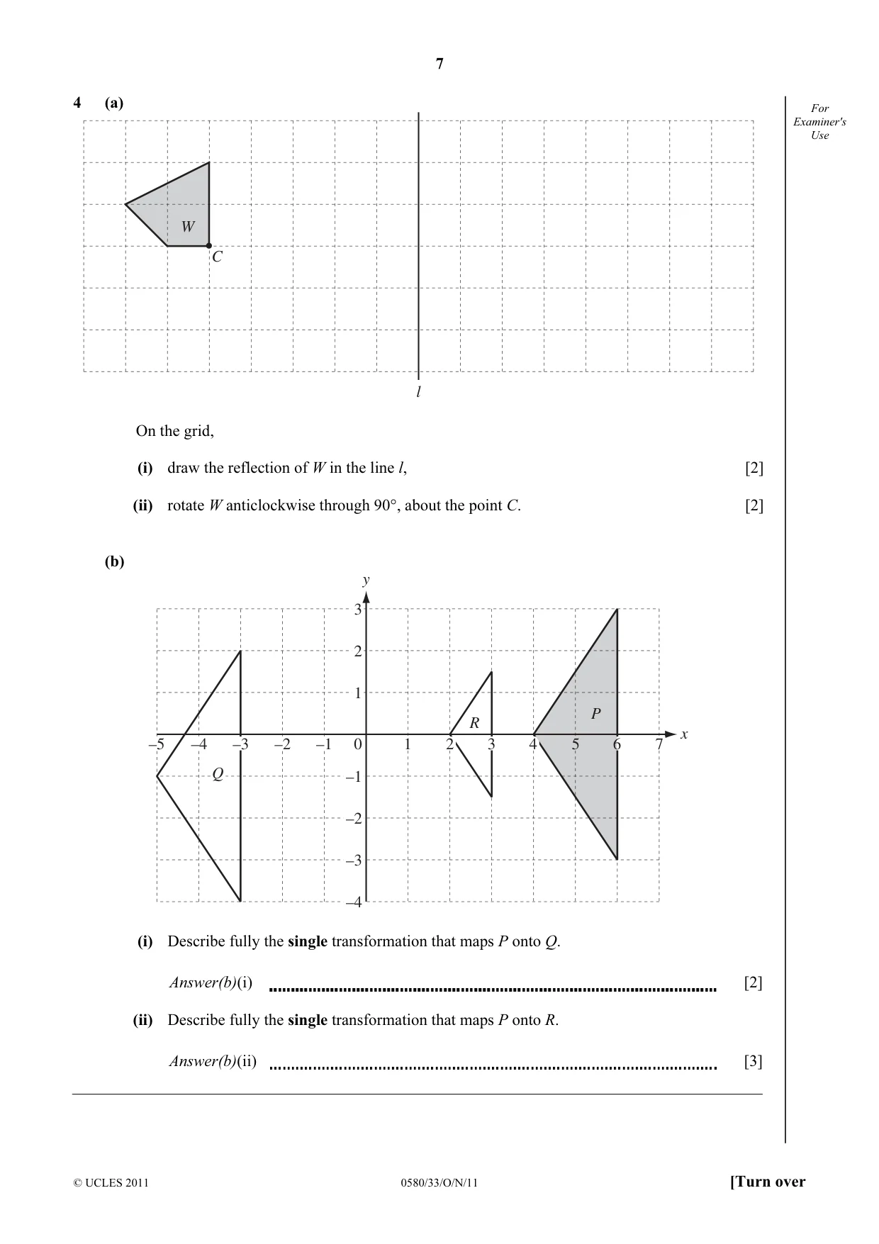 Cambridge IGCSE Mathematics 0580 2011 Oct/Nov Paper 3 · Variant 3 question paper, page 7 of 16