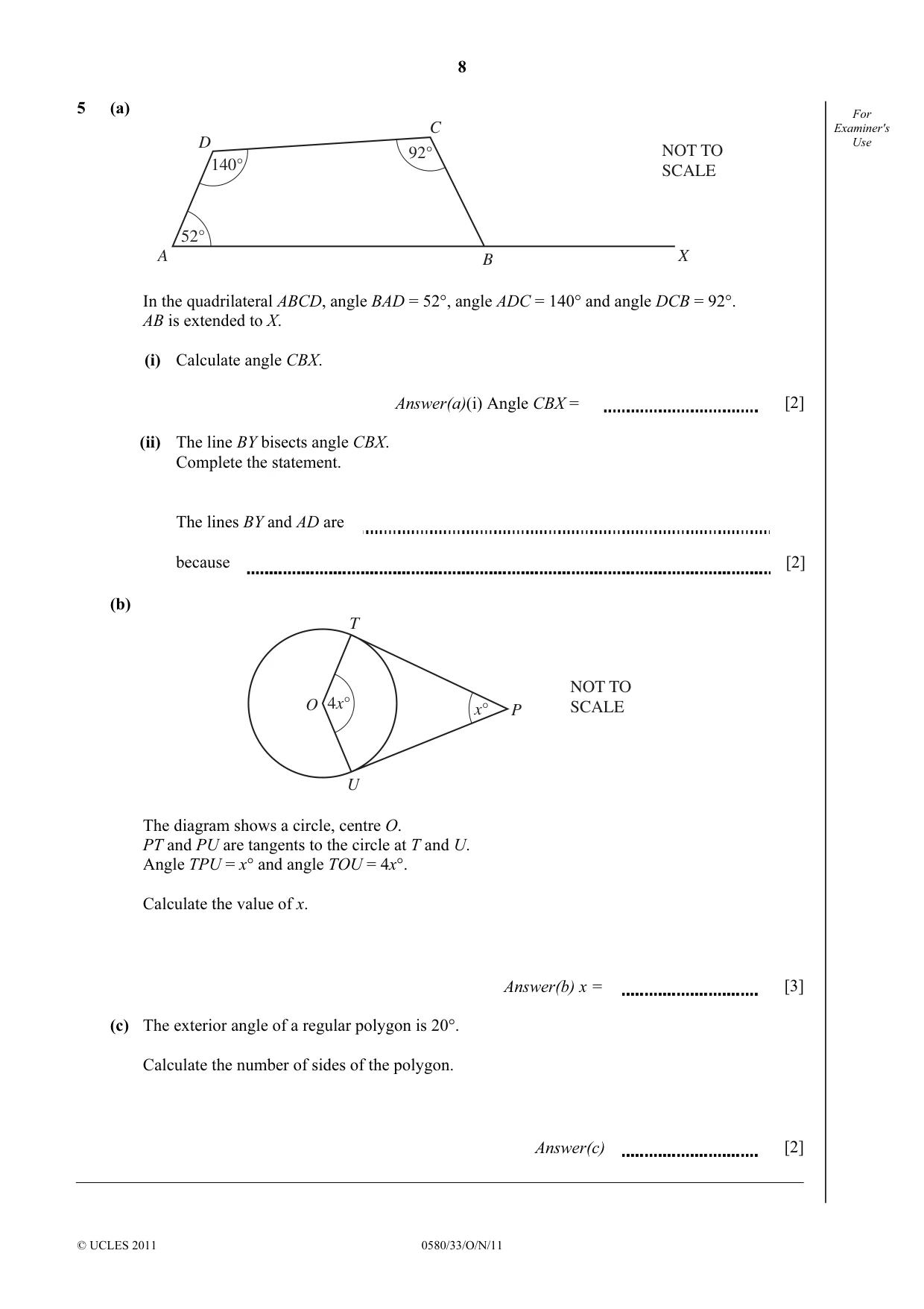 Cambridge IGCSE Mathematics 0580 2011 Oct/Nov Paper 3 · Variant 3 question paper, page 8 of 16