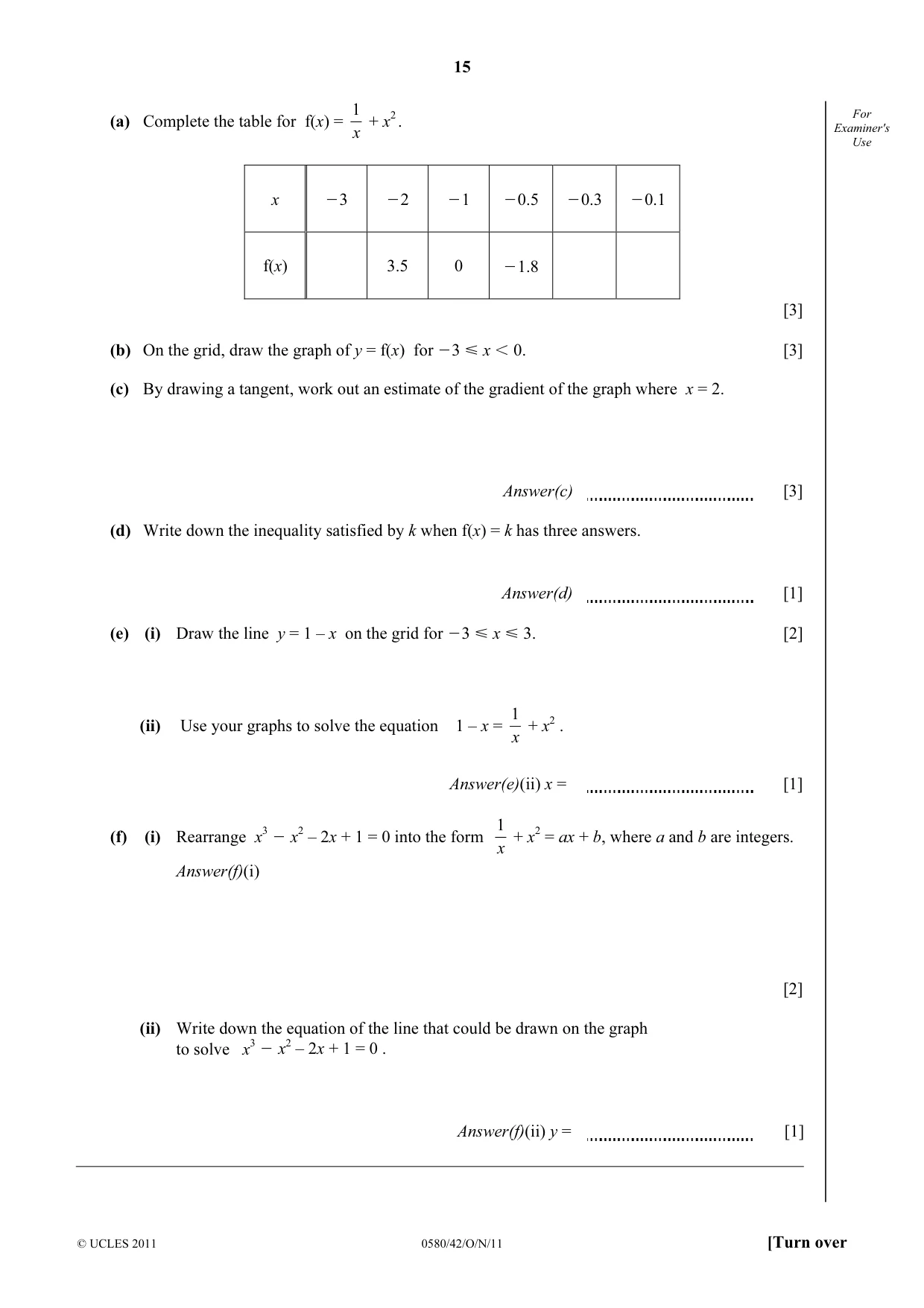 Cambridge IGCSE Mathematics 0580 2011 Oct/Nov Paper 4 · Variant 2 question paper, page 15 of 20