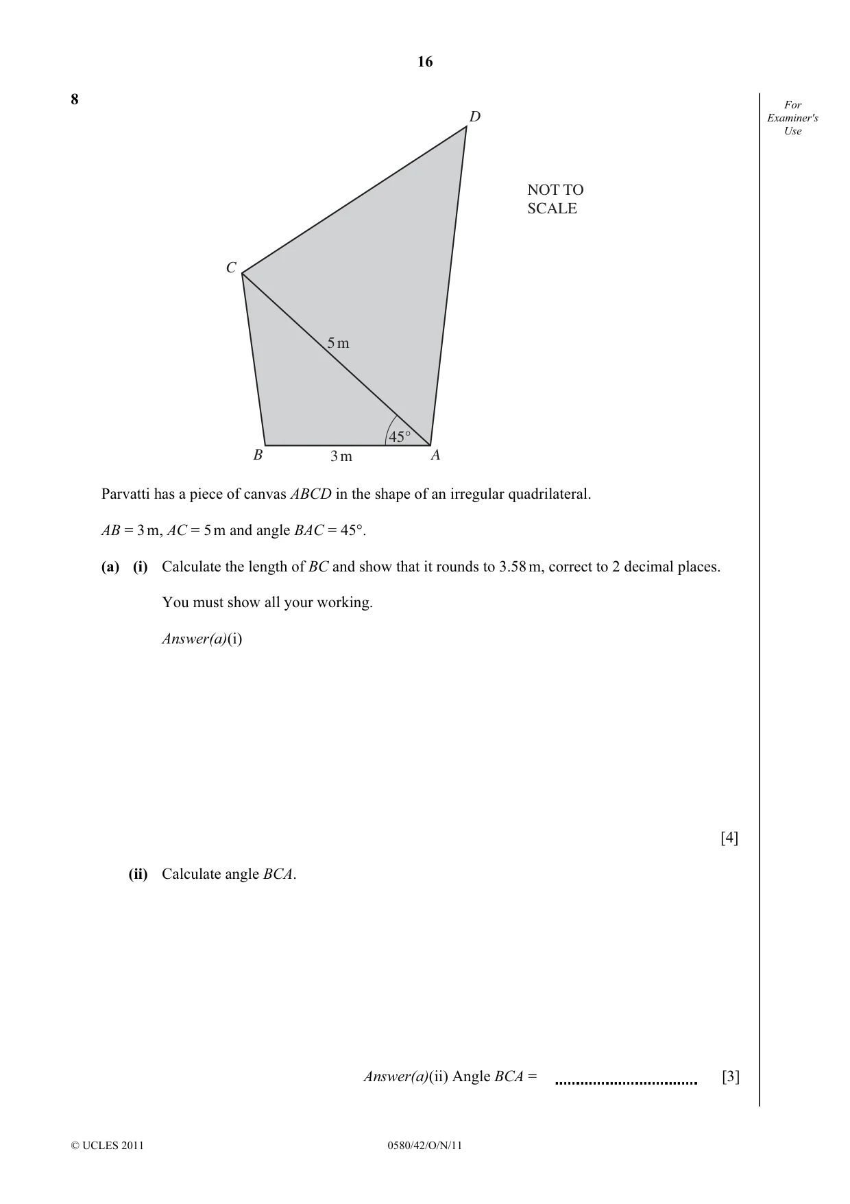 Cambridge IGCSE Mathematics 0580 2011 Oct/Nov Paper 4 · Variant 2 question paper, page 16 of 20