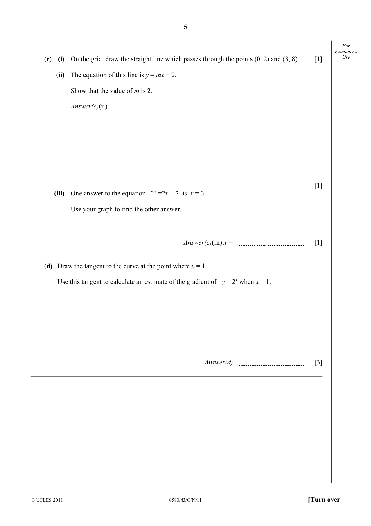 Cambridge IGCSE Mathematics 0580 2011 Oct/Nov Paper 4 · Variant 3 question paper, page 5 of 20