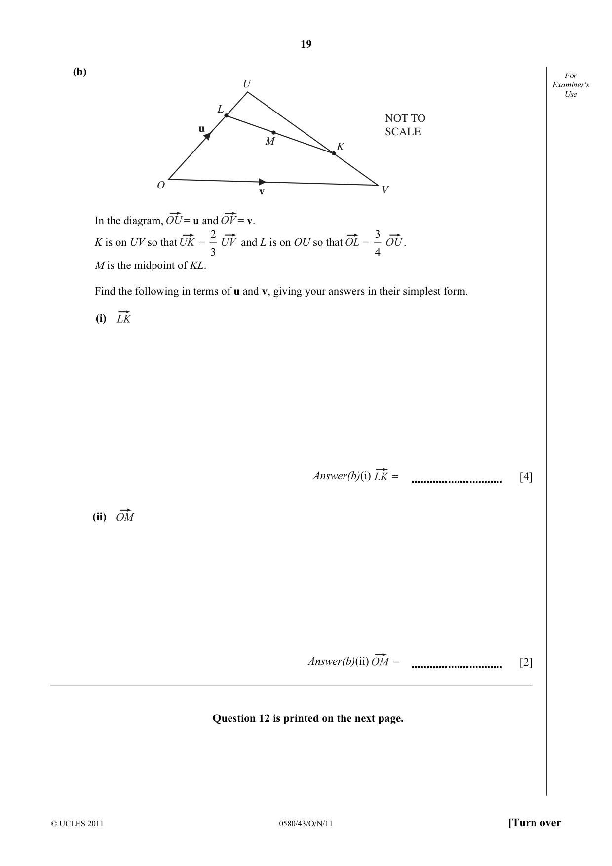 Cambridge IGCSE Mathematics 0580 2011 Oct/Nov Paper 4 · Variant 3 question paper, page 19 of 20