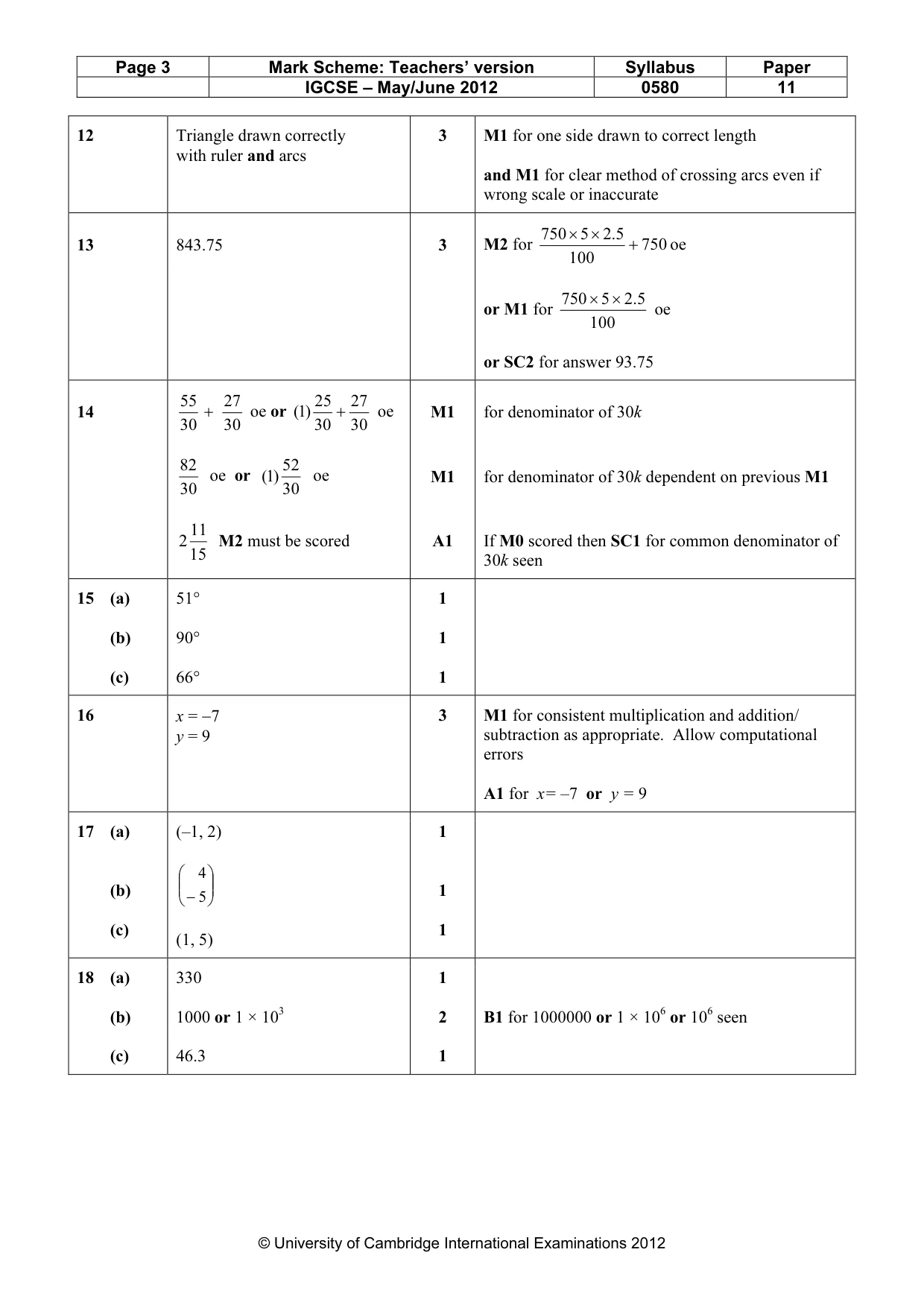 Mark scheme, page 3 of 4