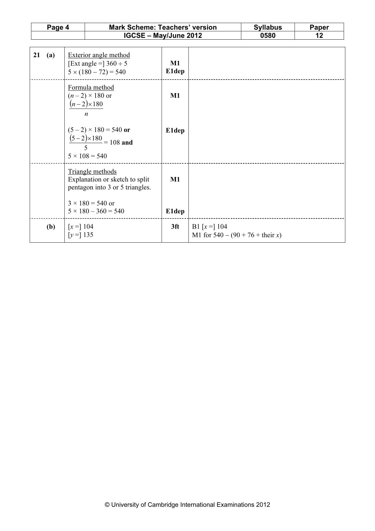 Mark scheme, page 4 of 4