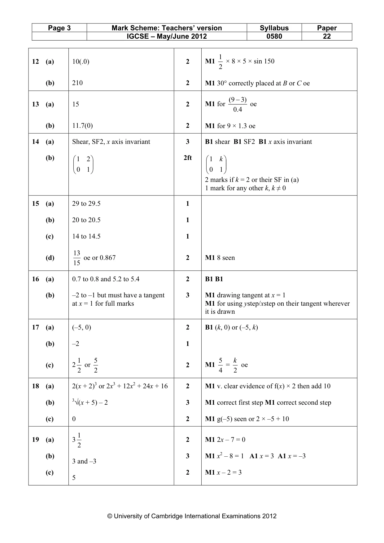Mark scheme, page 3 of 3