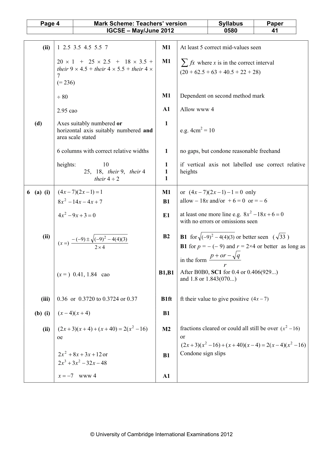 Mark scheme, page 4 of 6