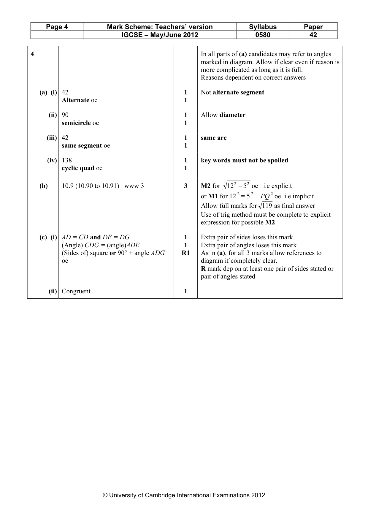 Mark scheme, page 4 of 8