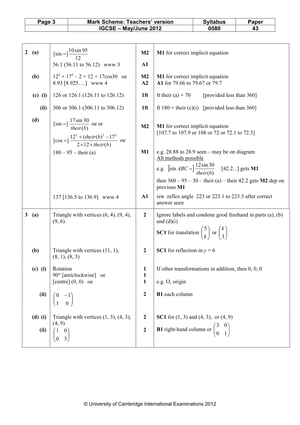Mark scheme, page 3 of 8