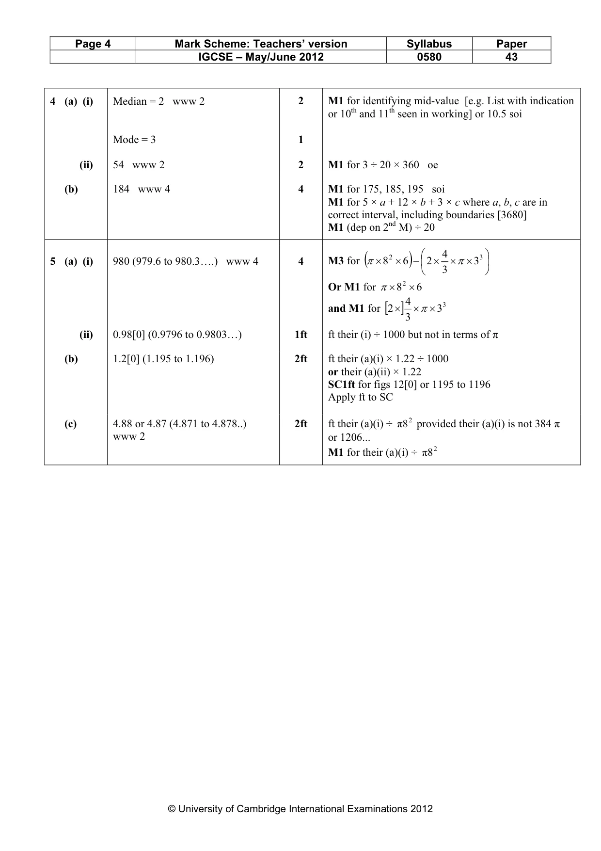 Mark scheme, page 4 of 8