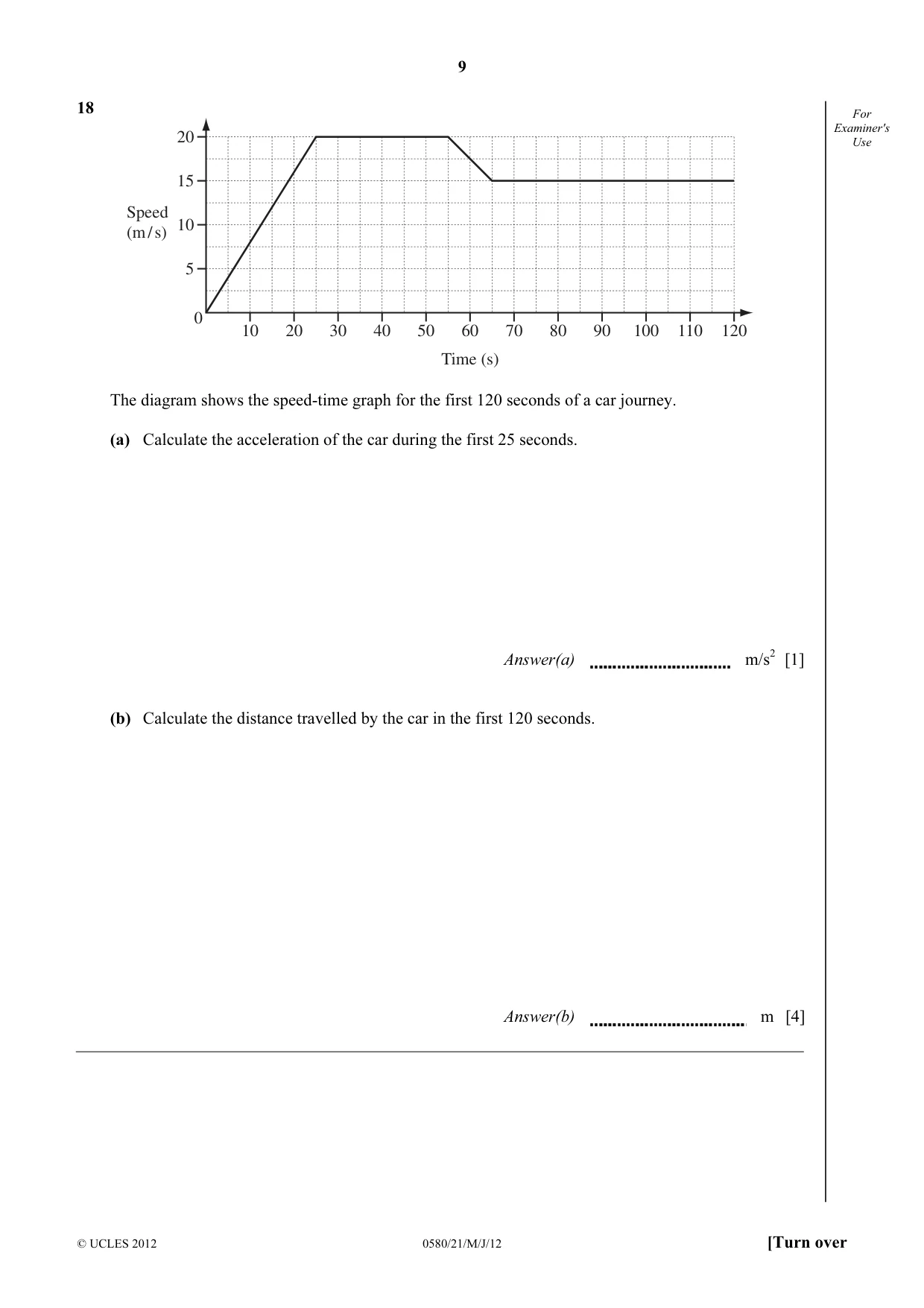 Cambridge IGCSE Mathematics 0580 2012 May/June Paper 2 · Variant 1 question paper, page 9 of 12