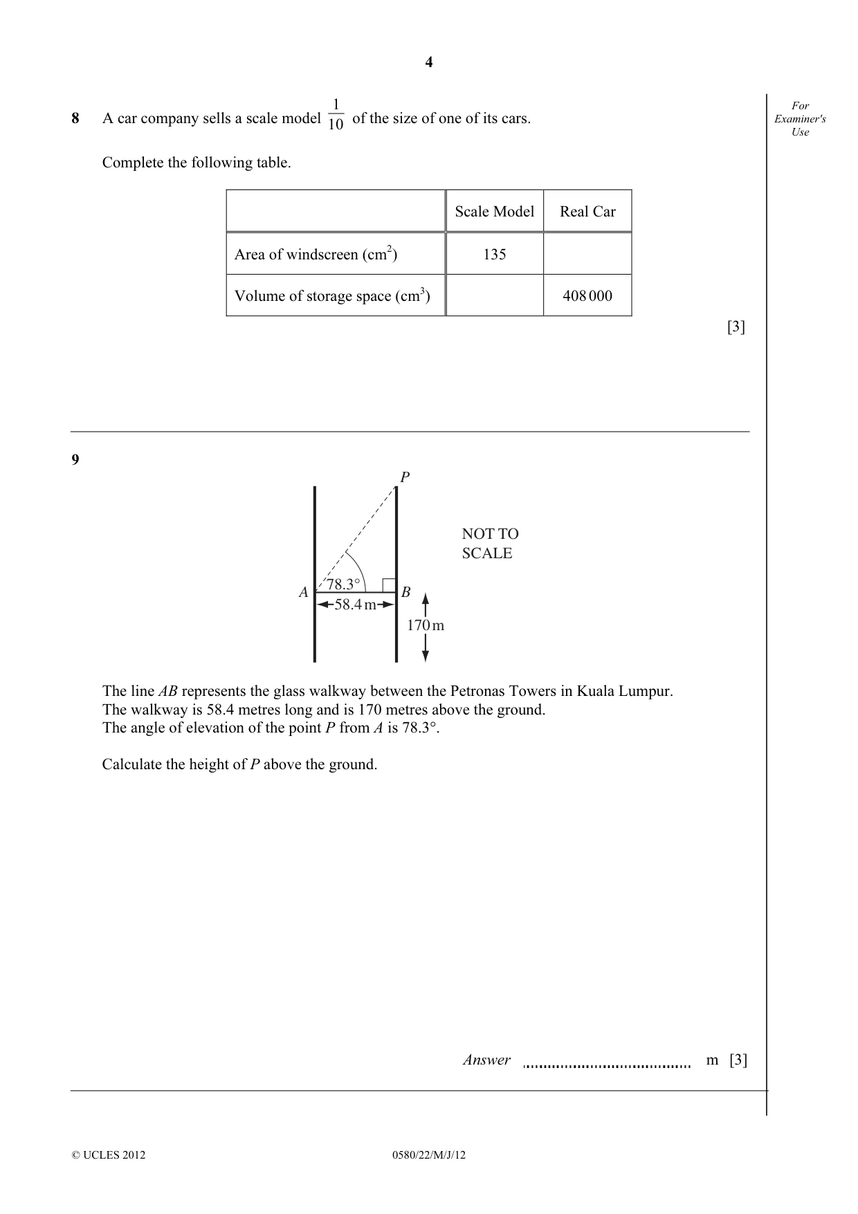 Cambridge IGCSE Mathematics 0580 2012 May/June Paper 2 · Variant 2 question paper, page 4 of 12