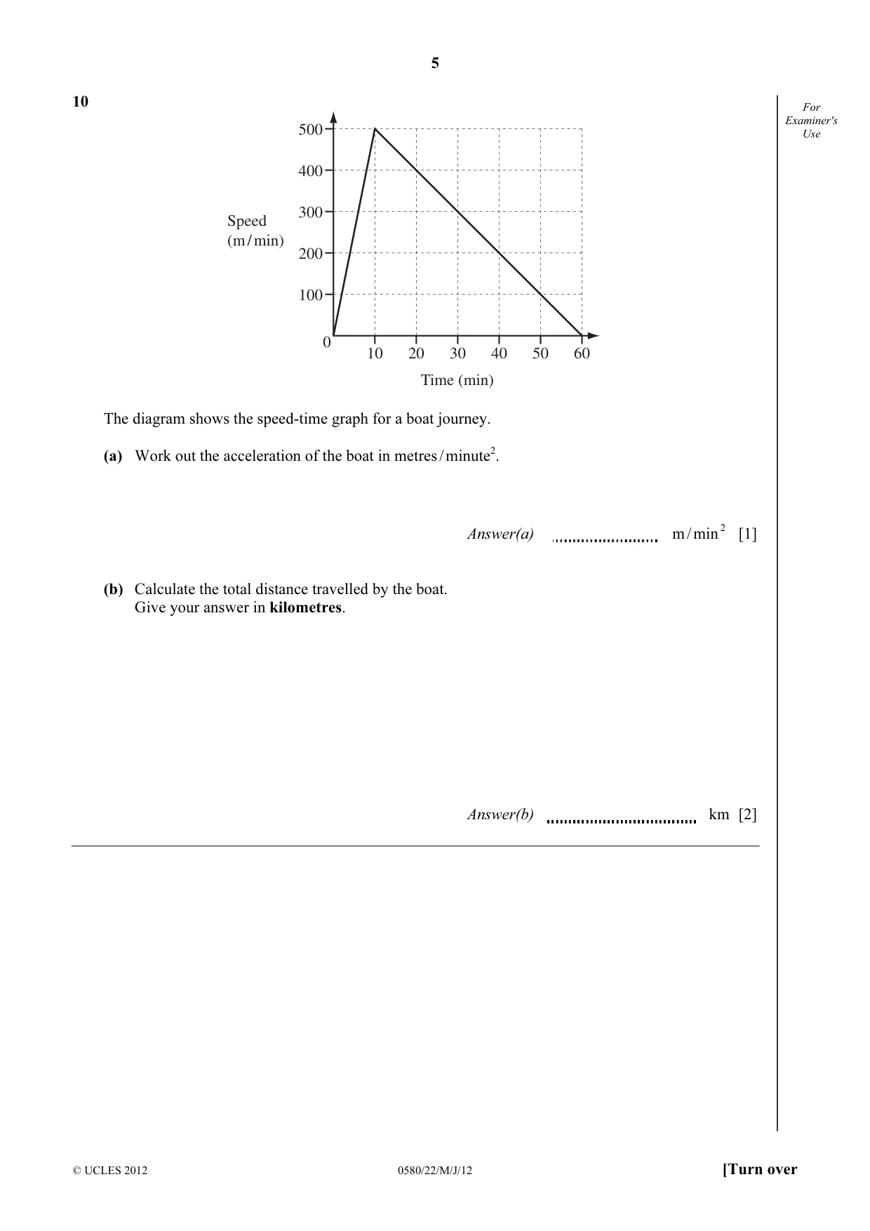 Cambridge IGCSE Mathematics 0580 2012 May/June Paper 2 · Variant 2 question paper, page 5 of 12