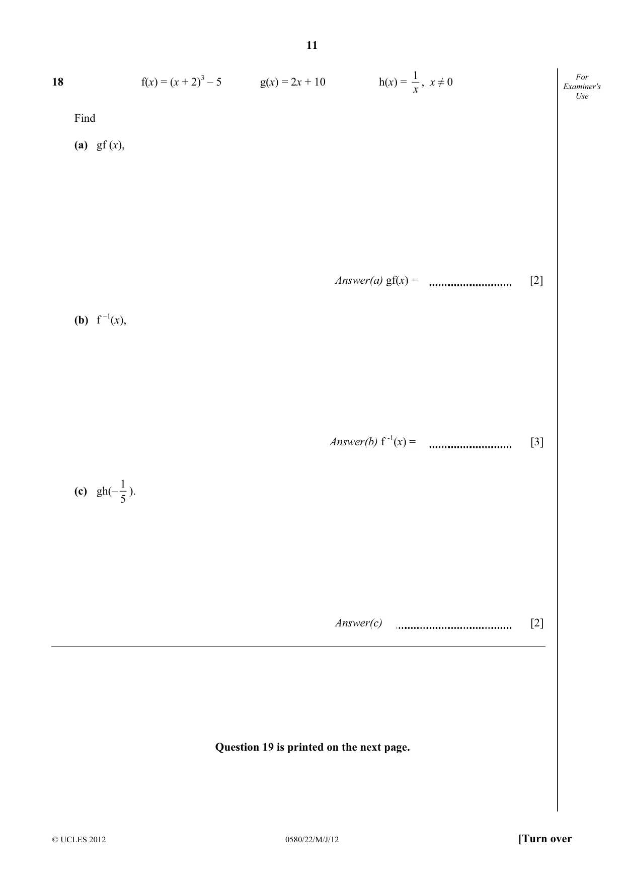 Cambridge IGCSE Mathematics 0580 2012 May/June Paper 2 · Variant 2 question paper, page 11 of 12