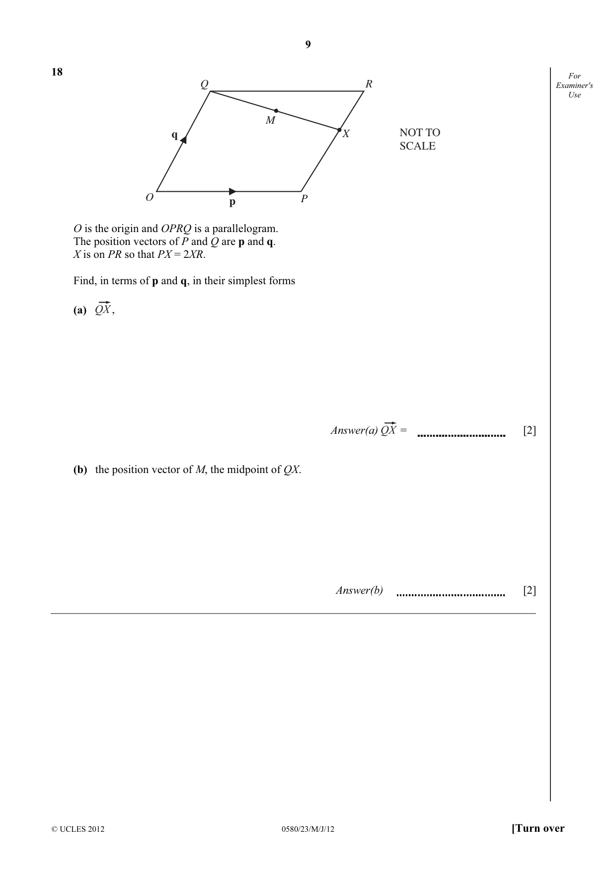 Cambridge IGCSE Mathematics 0580 2012 May/June Paper 2 · Variant 3 question paper, page 9 of 12