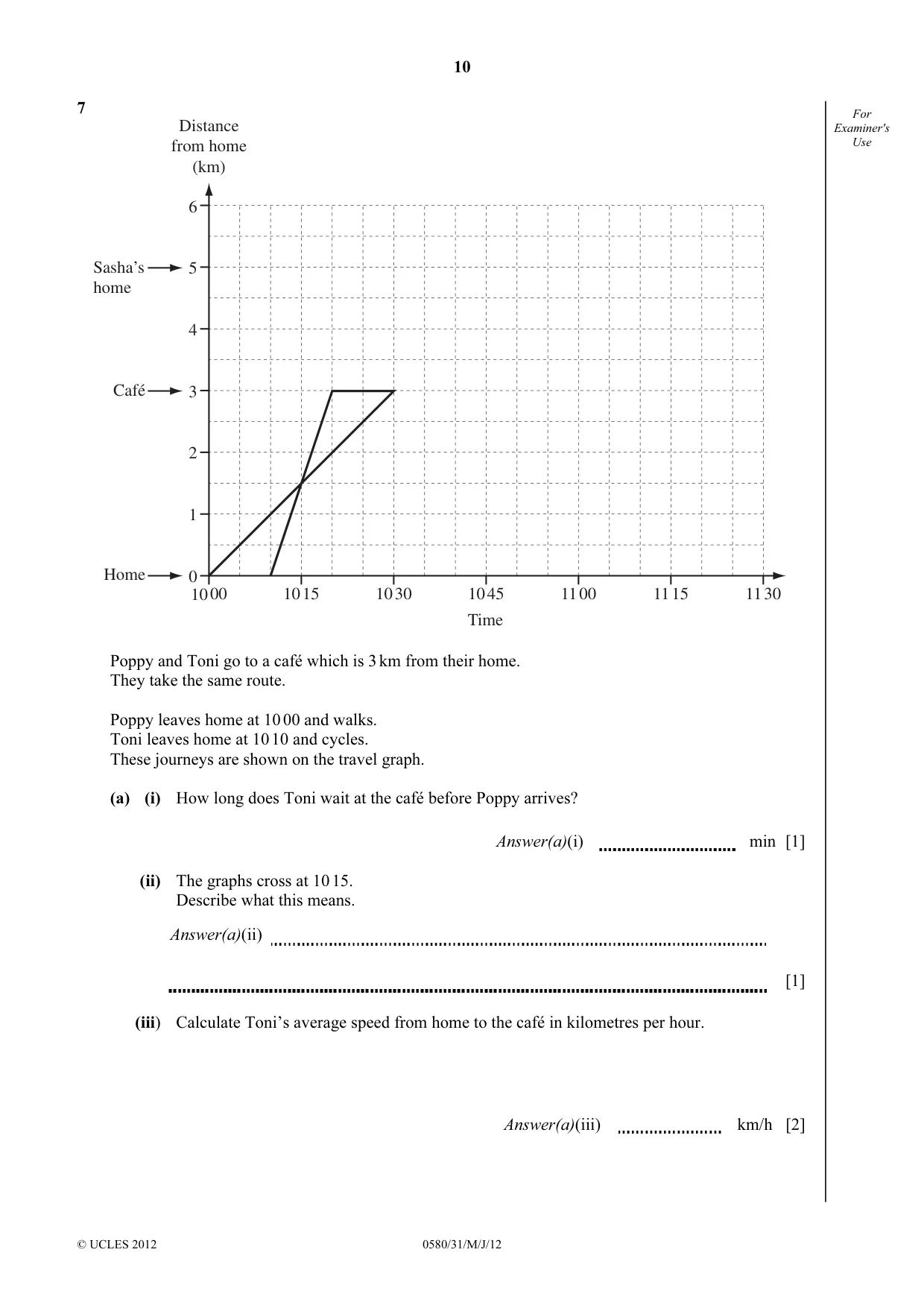 Cambridge IGCSE Mathematics 0580 2012 May/June Paper 3 · Variant 1 question paper, page 10 of 16