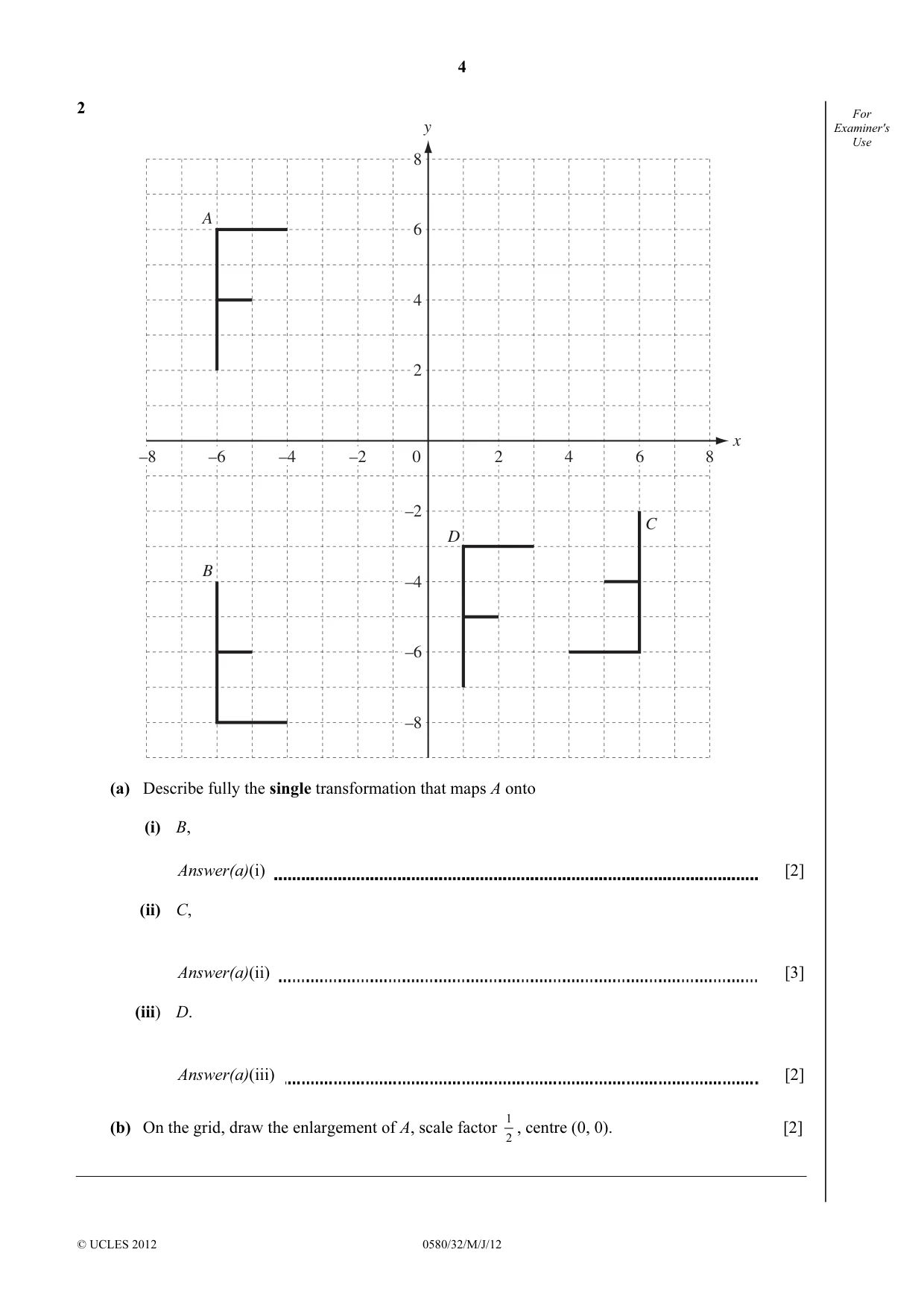 Cambridge IGCSE Mathematics 0580 2012 May/June Paper 3 · Variant 2 question paper, page 4 of 16