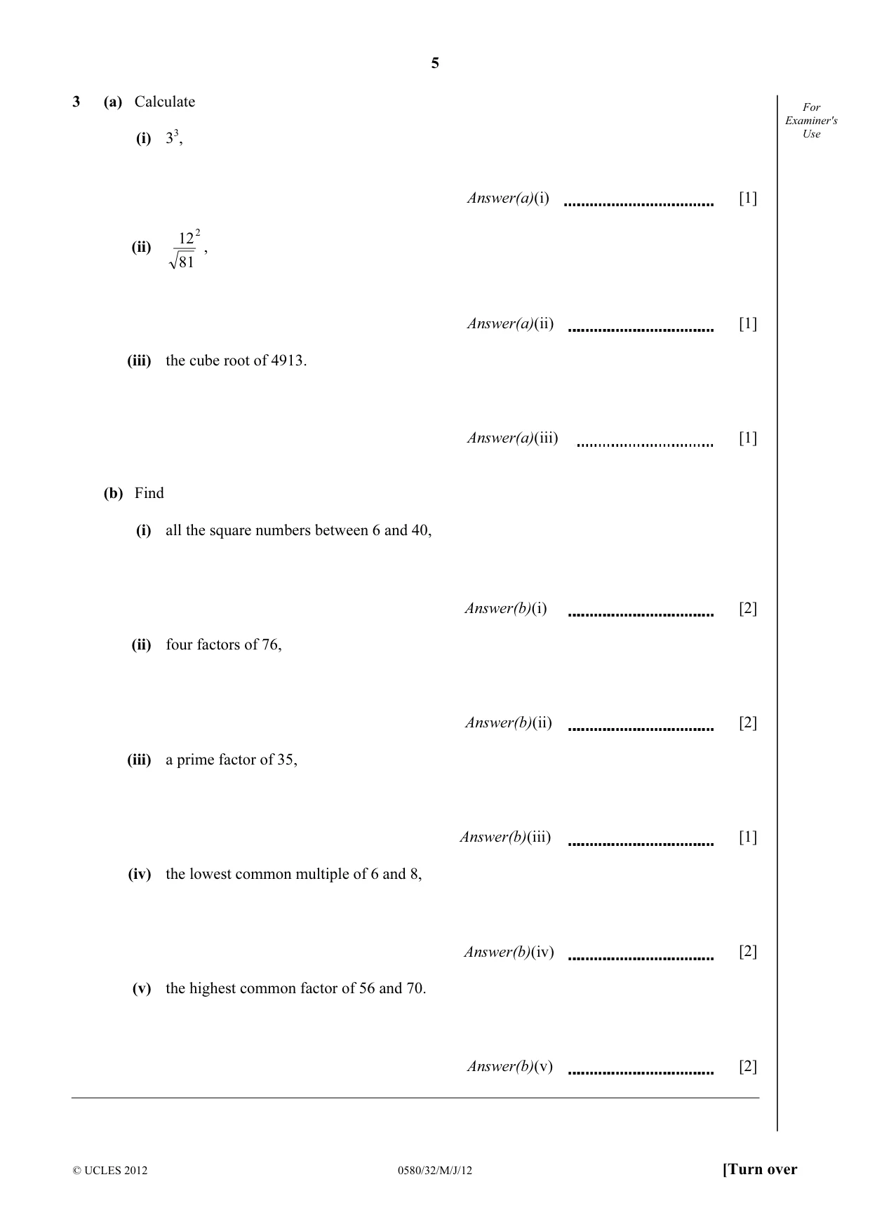Cambridge IGCSE Mathematics 0580 2012 May/June Paper 3 · Variant 2 question paper, page 5 of 16