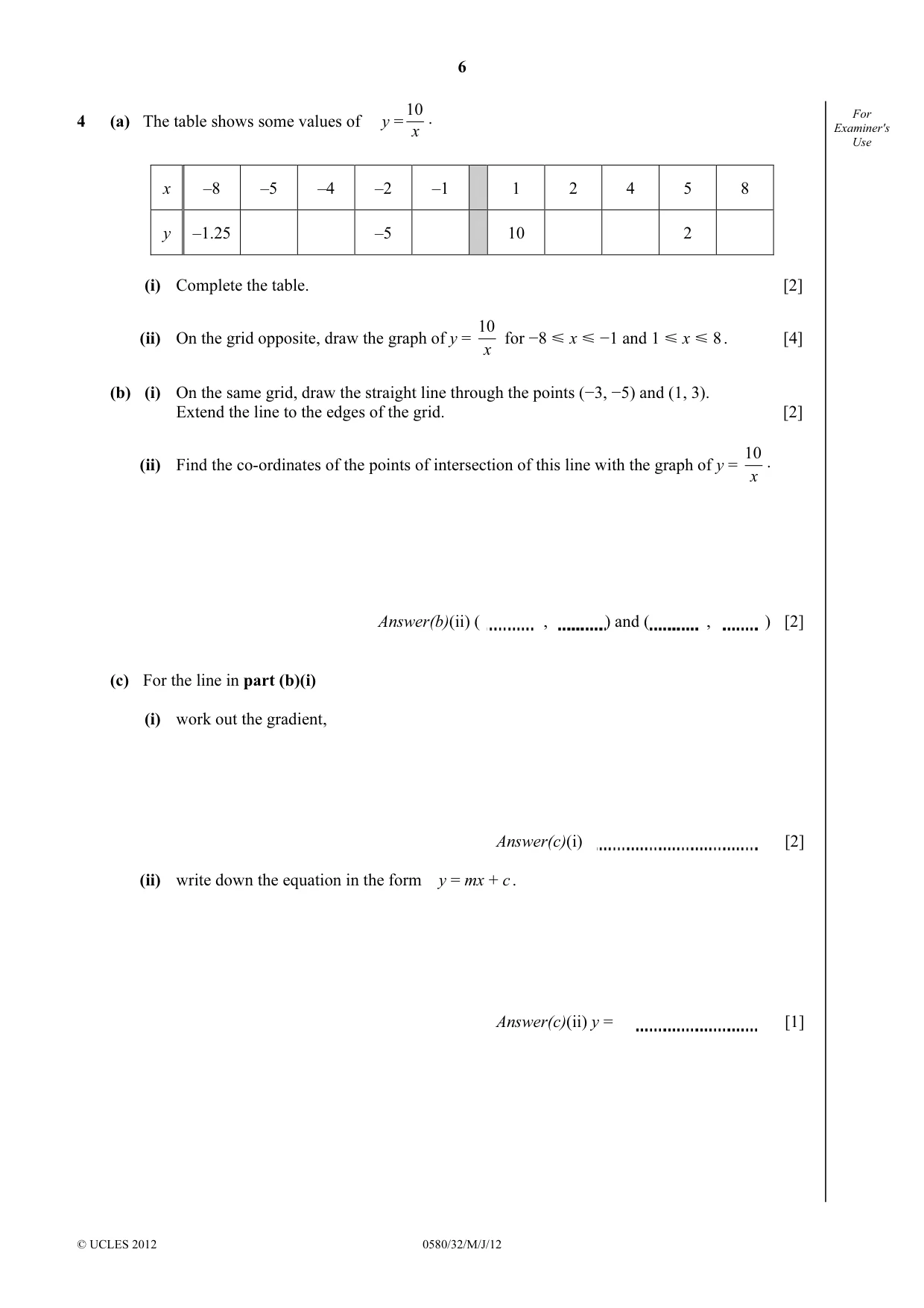 Cambridge IGCSE Mathematics 0580 2012 May/June Paper 3 · Variant 2 question paper, page 6 of 16